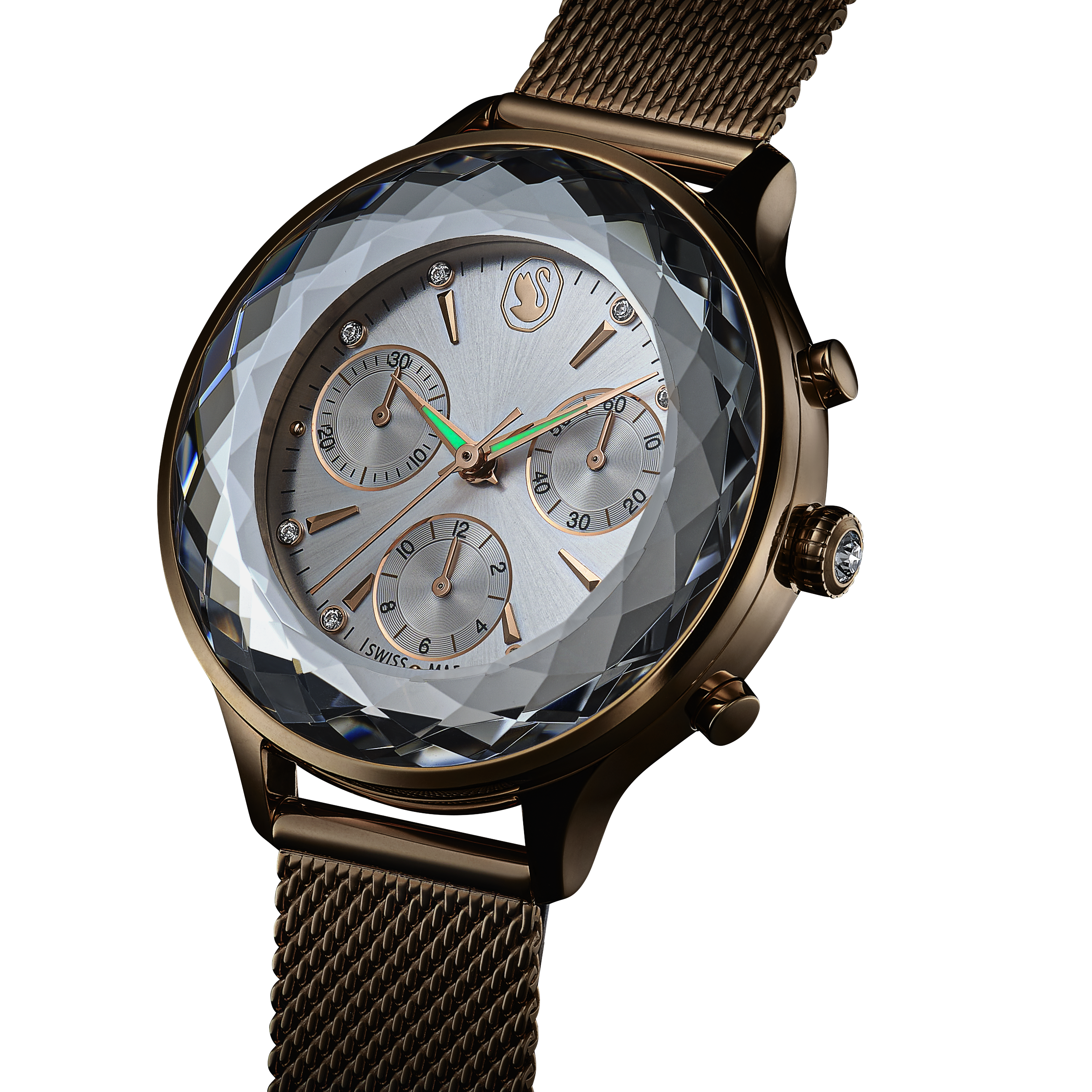 Swarovski Nova chrono watch, Swiss Made, Metal bracelet, Gold tone, Champagne gold-tone finish 5677500