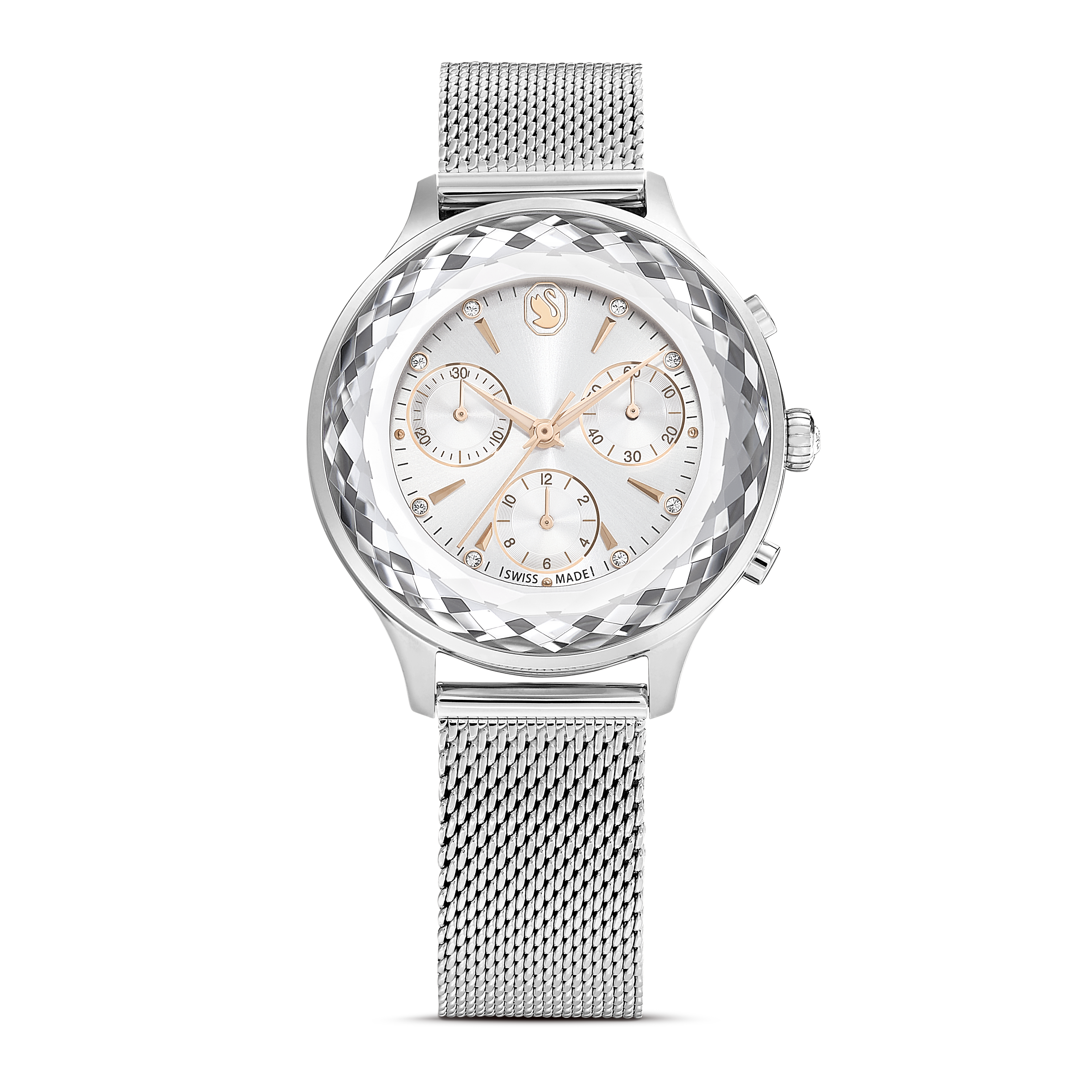 Swarovski Nova chrono watch, Swiss Made, Metal bracelet, Silver tone, Stainless Steel 5677503