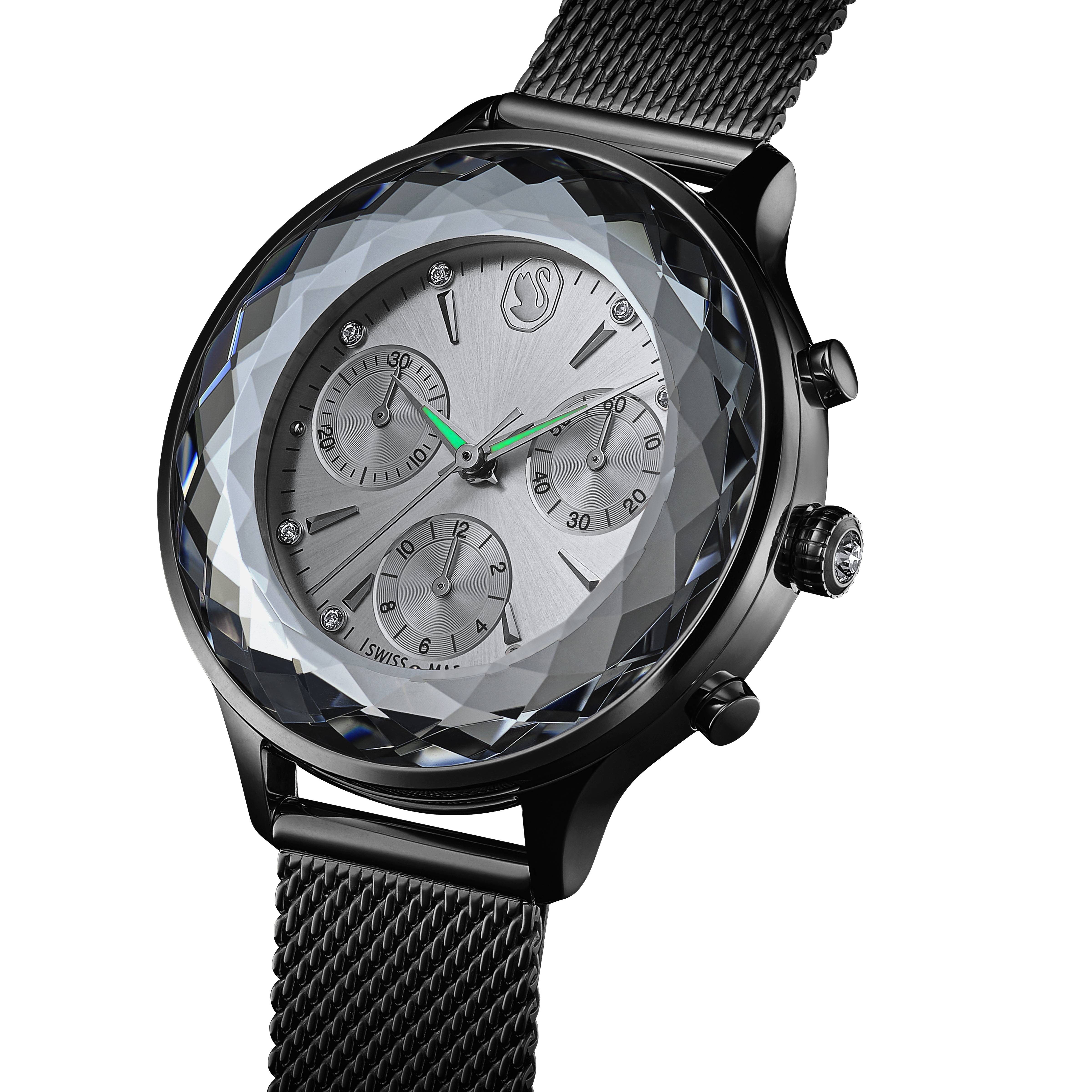 Swarovski Nova chrono watch, Swiss Made, Metal bracelet, Silver tone, Stainless Steel 5677503