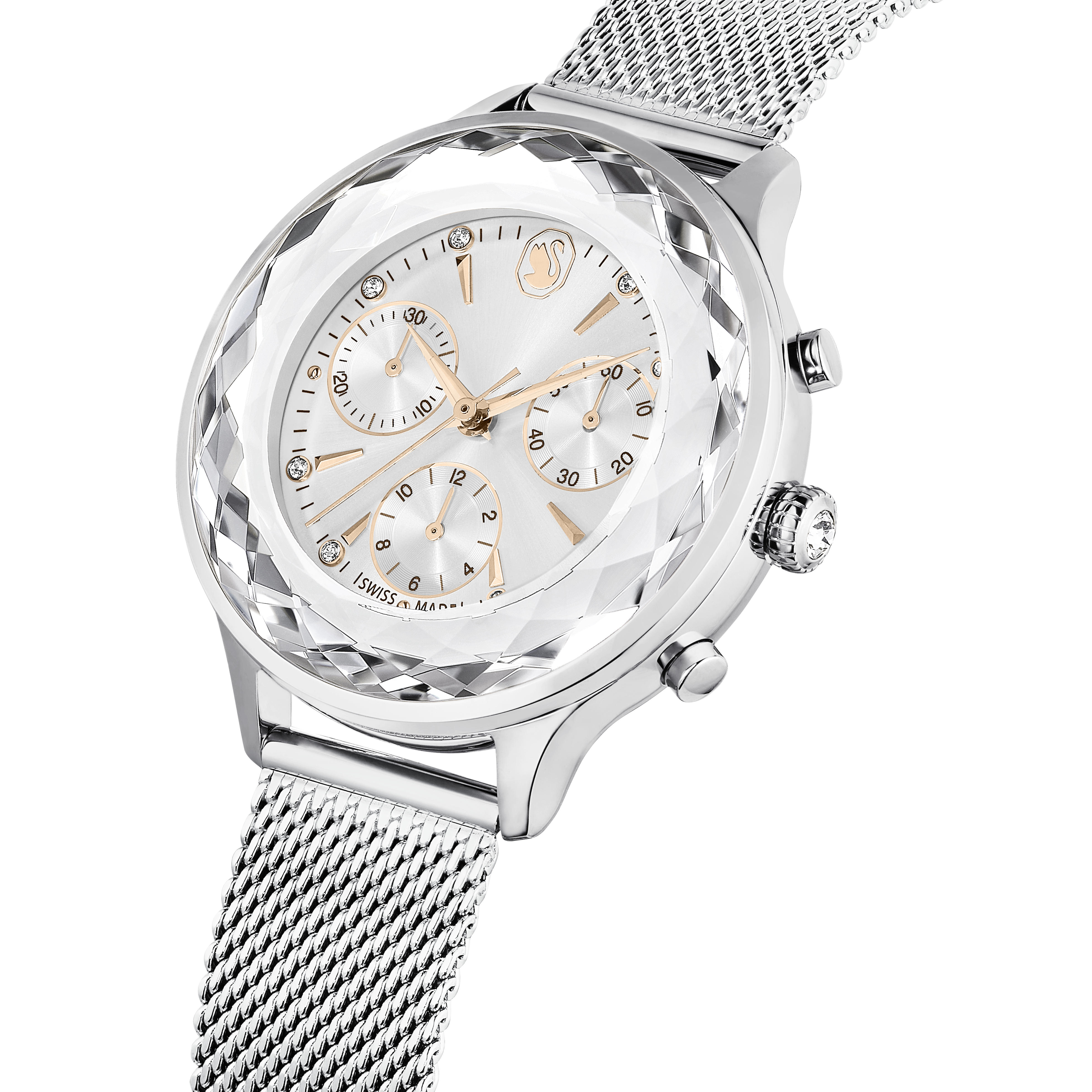 Swarovski Nova chrono watch, Swiss Made, Metal bracelet, Silver tone, Stainless Steel 5677503
