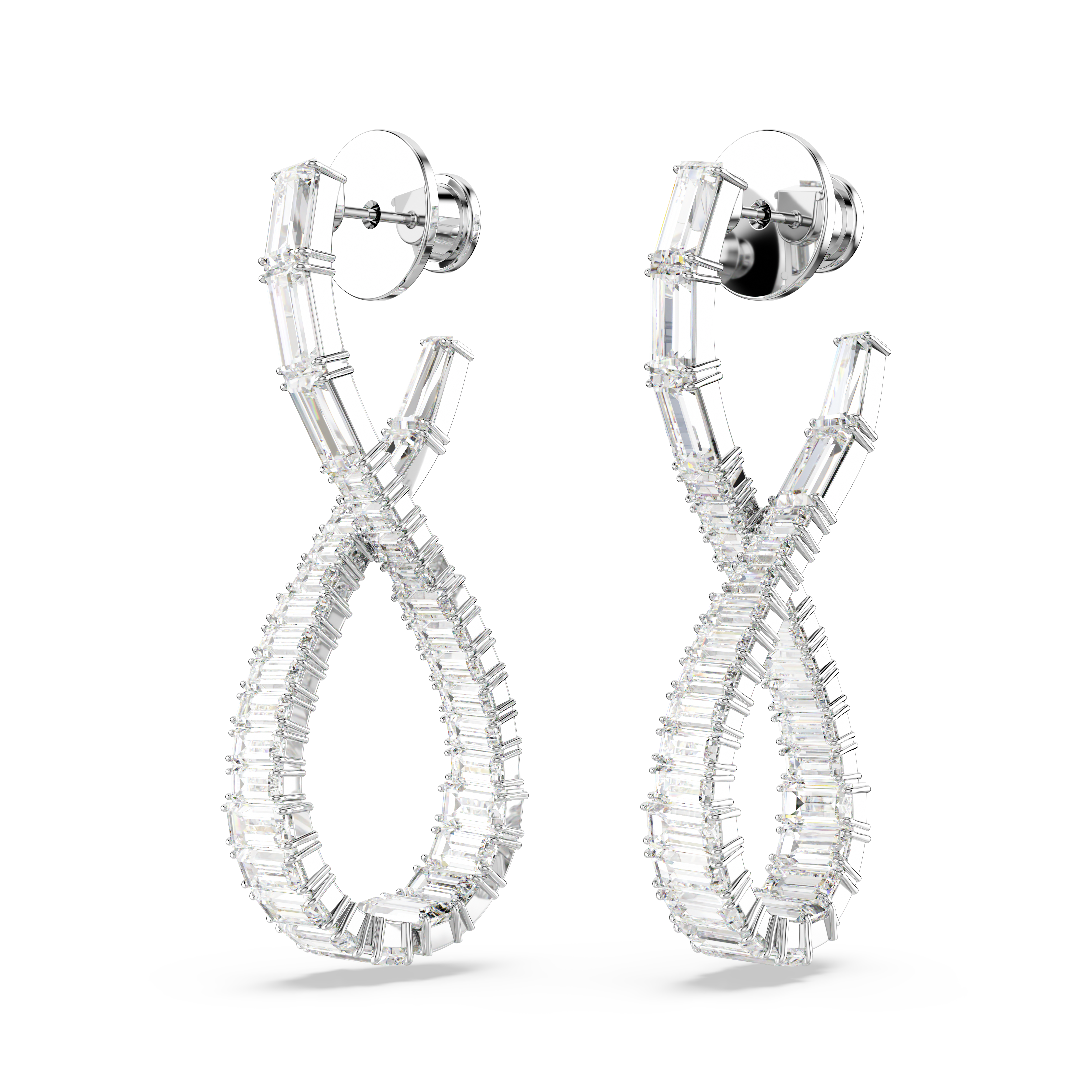 Swarovski Hyperbola drop earrings, Infinity, White, Rhodium plated 5677628
