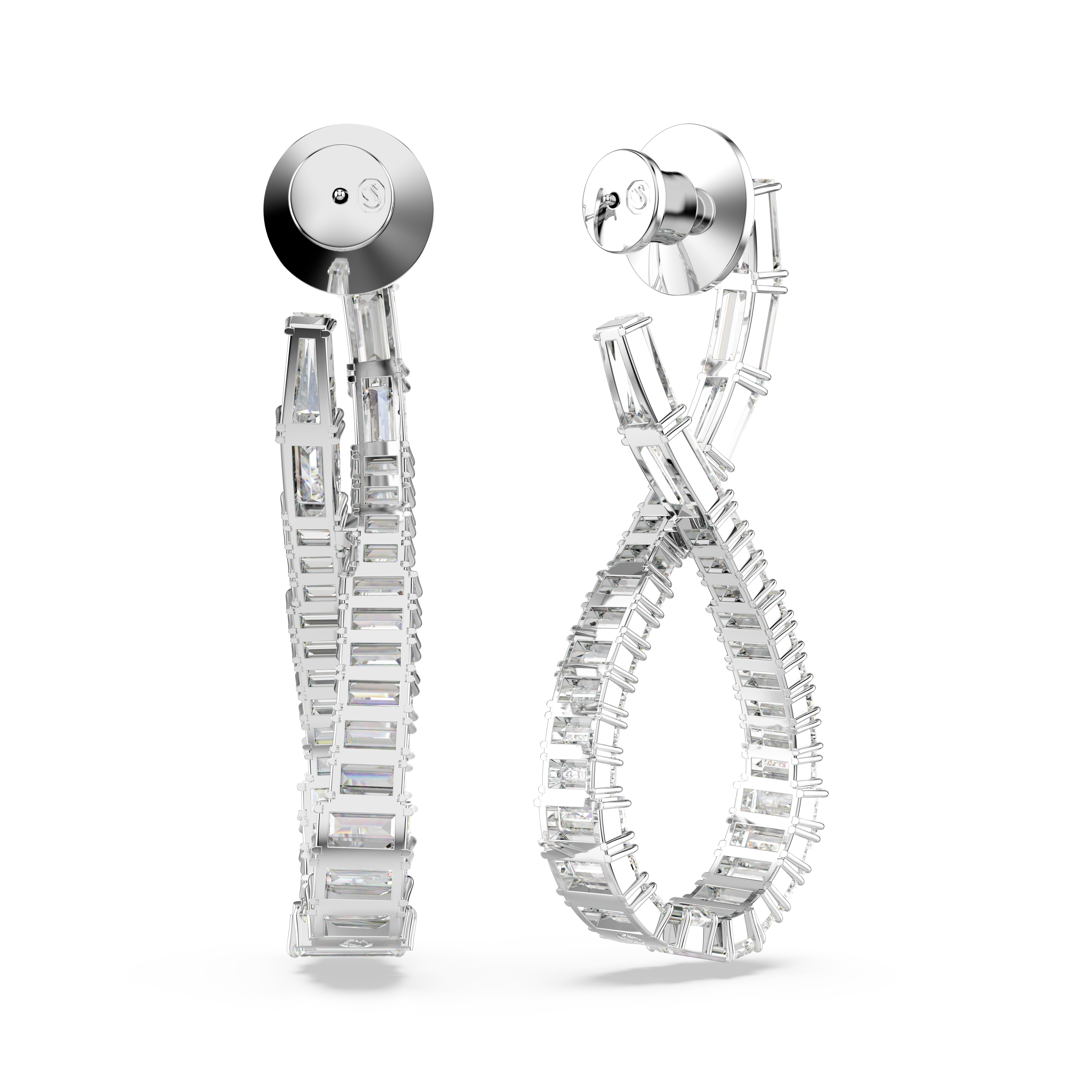 Swarovski Hyperbola drop earrings, Infinity, White, Rhodium plated 5677628