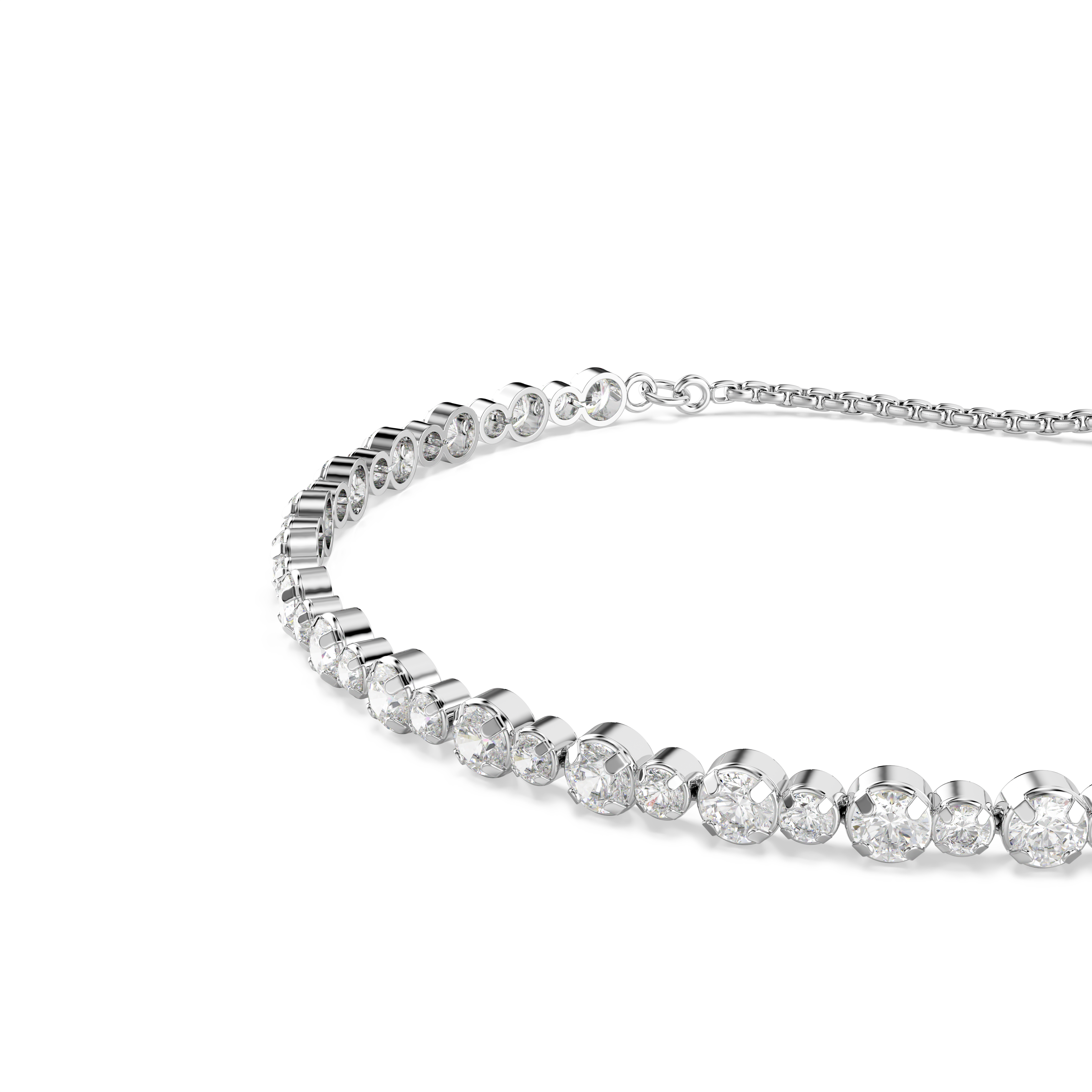 Swarovski Matrix Tennis bracelet, Mixed round cuts, White, Rhodium plated 5677813
