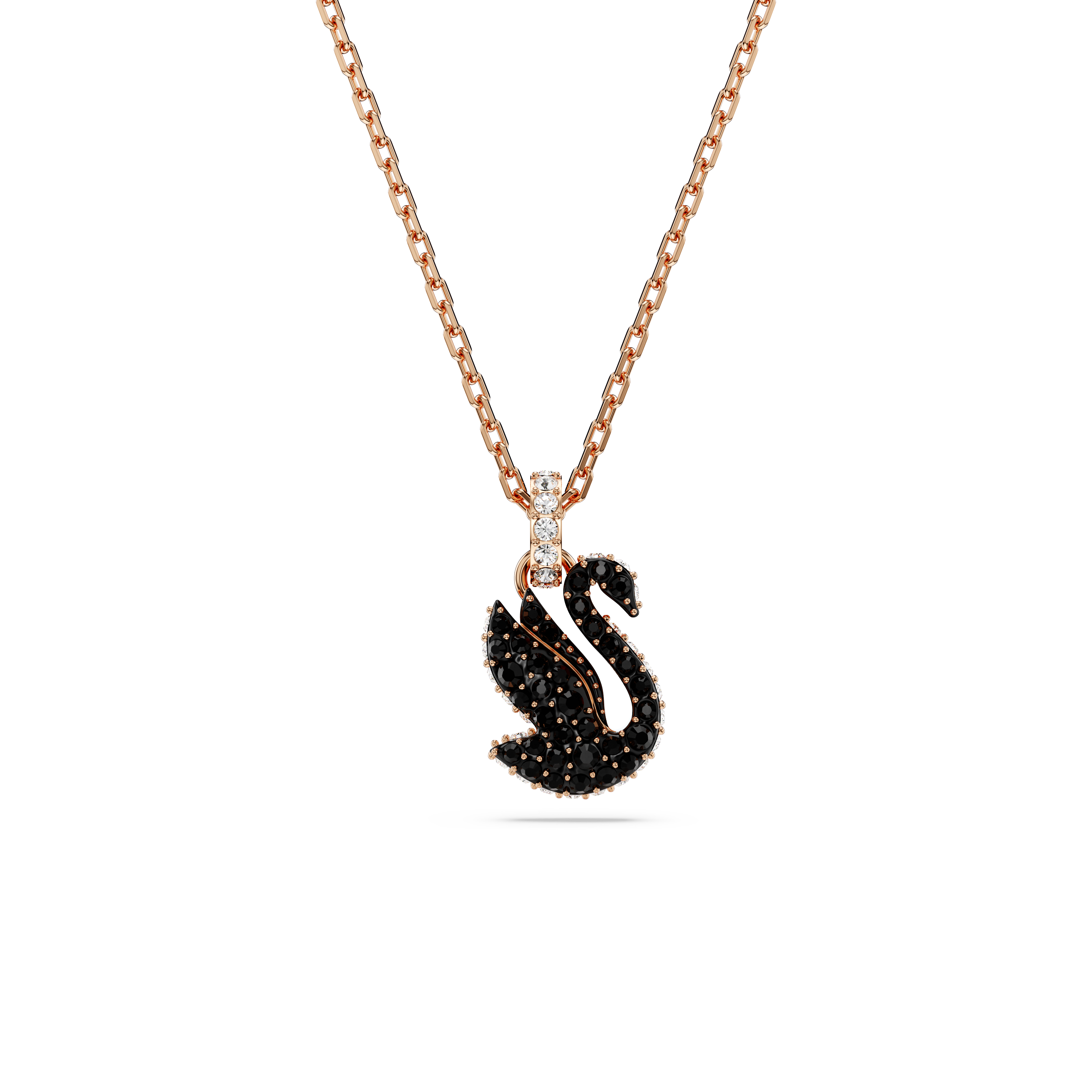Swarovski Swan pendant, Swan, Small, Black, Rose gold-tone plated 5678046
