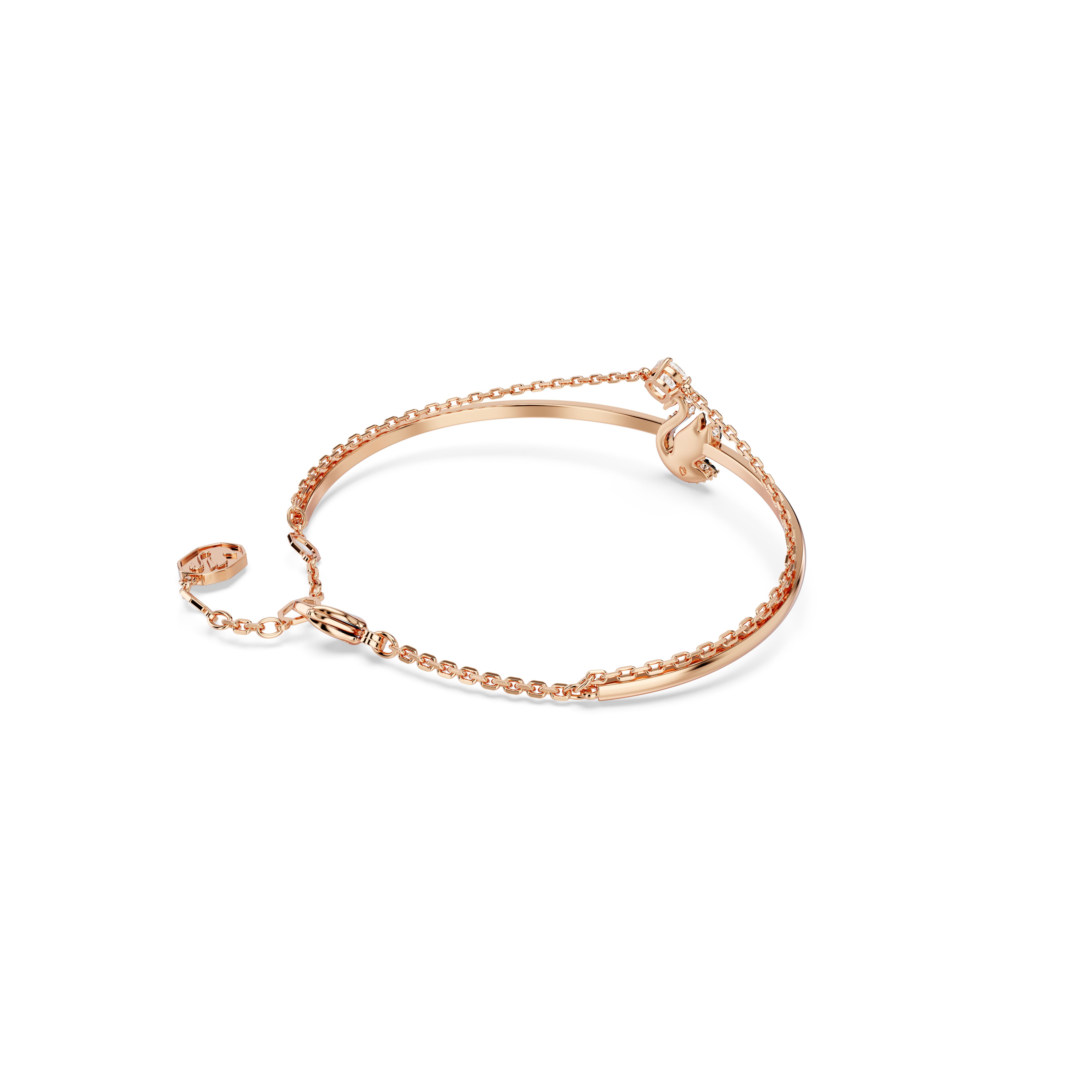 Swarovski Swan bangle, Swan, Black, Rose gold-tone plated 5678048