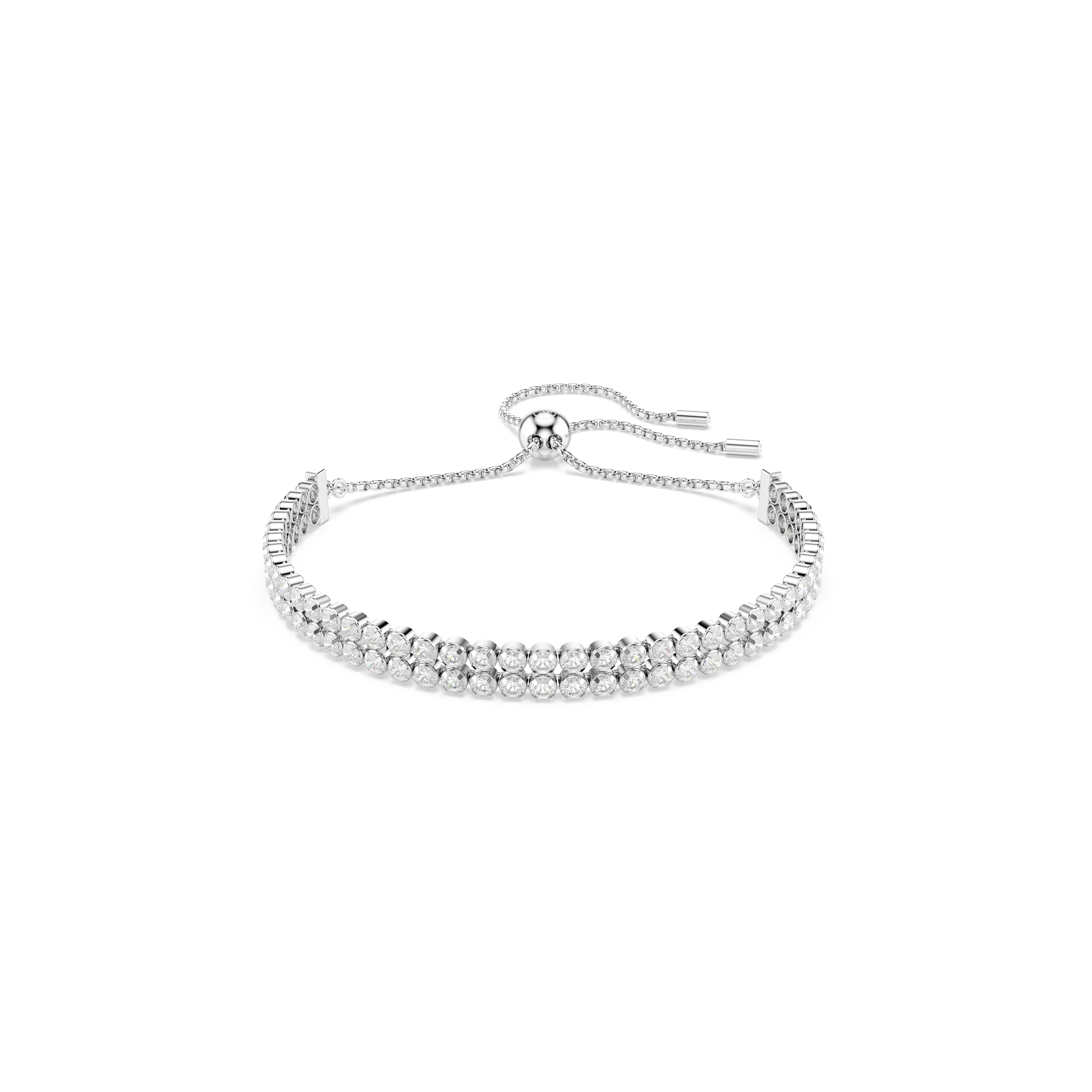 Swarovski Matrix Tennis bracelet, Round cut, White, Rhodium plated 5678252