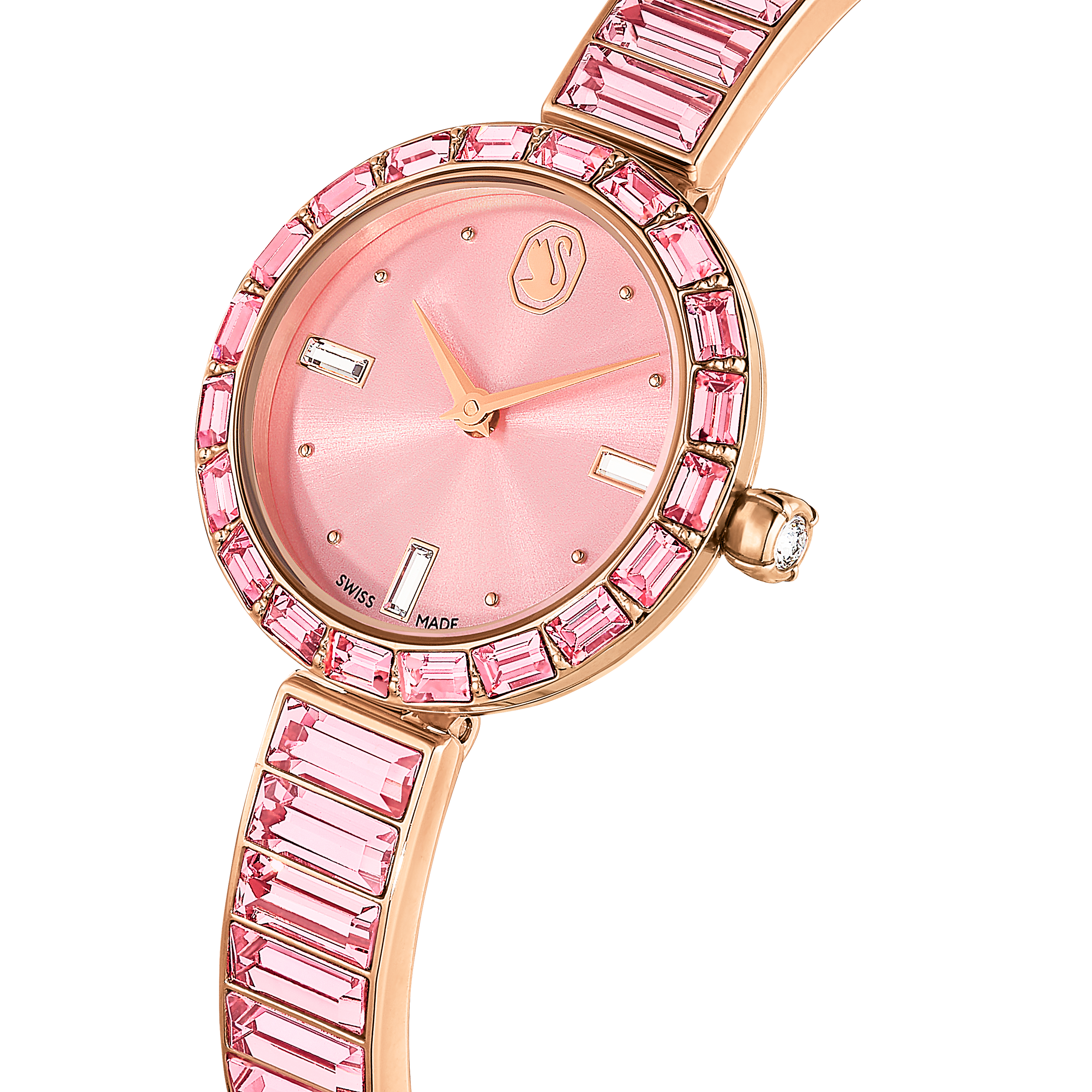 Swarovski Matrix bangle watch, Swiss Made, Crystal bracelet, Pink, Rose gold-tone finish 5679890