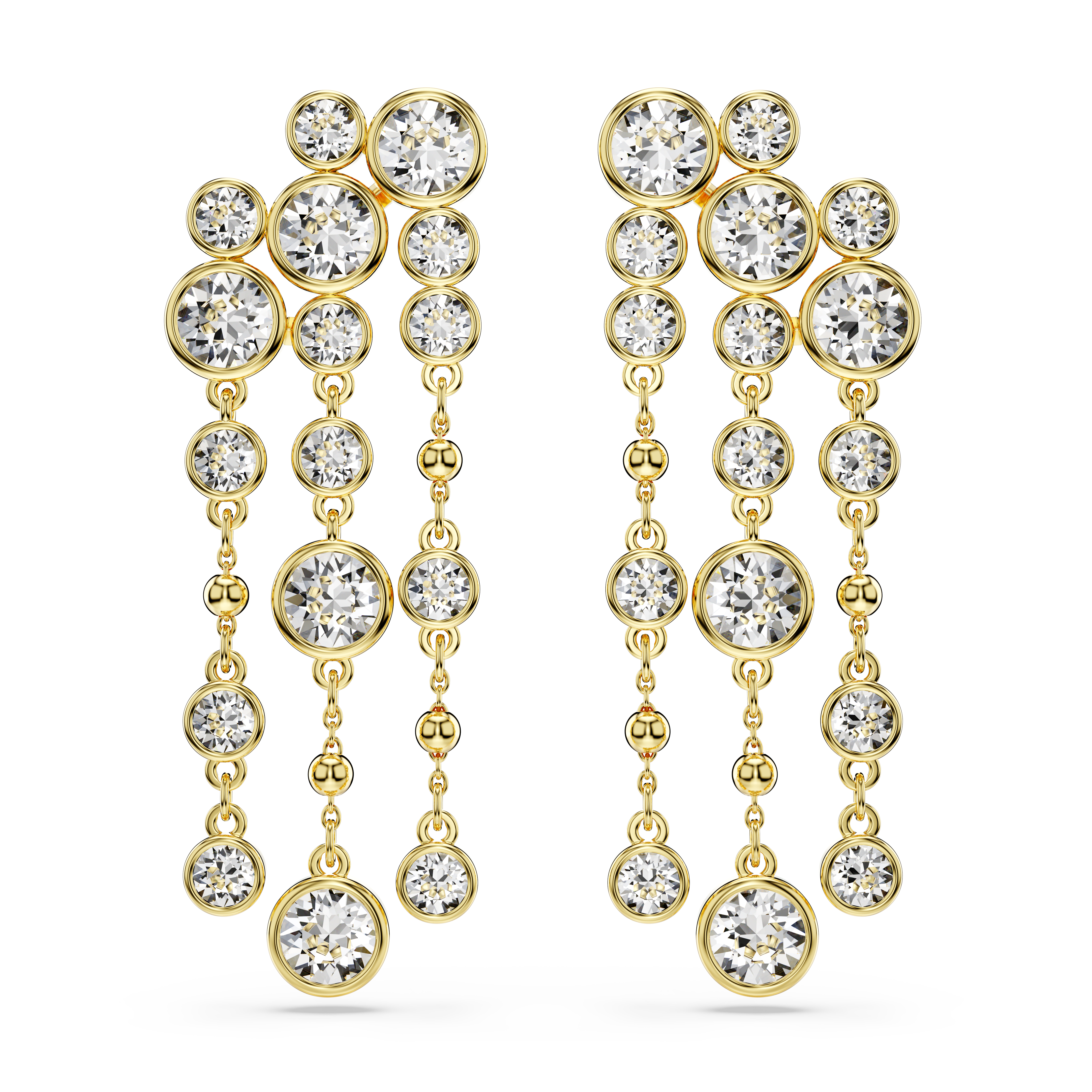 Swarovski Imber drop earrings, Round cut, Chandelier, White, Gold-tone plated 5680093