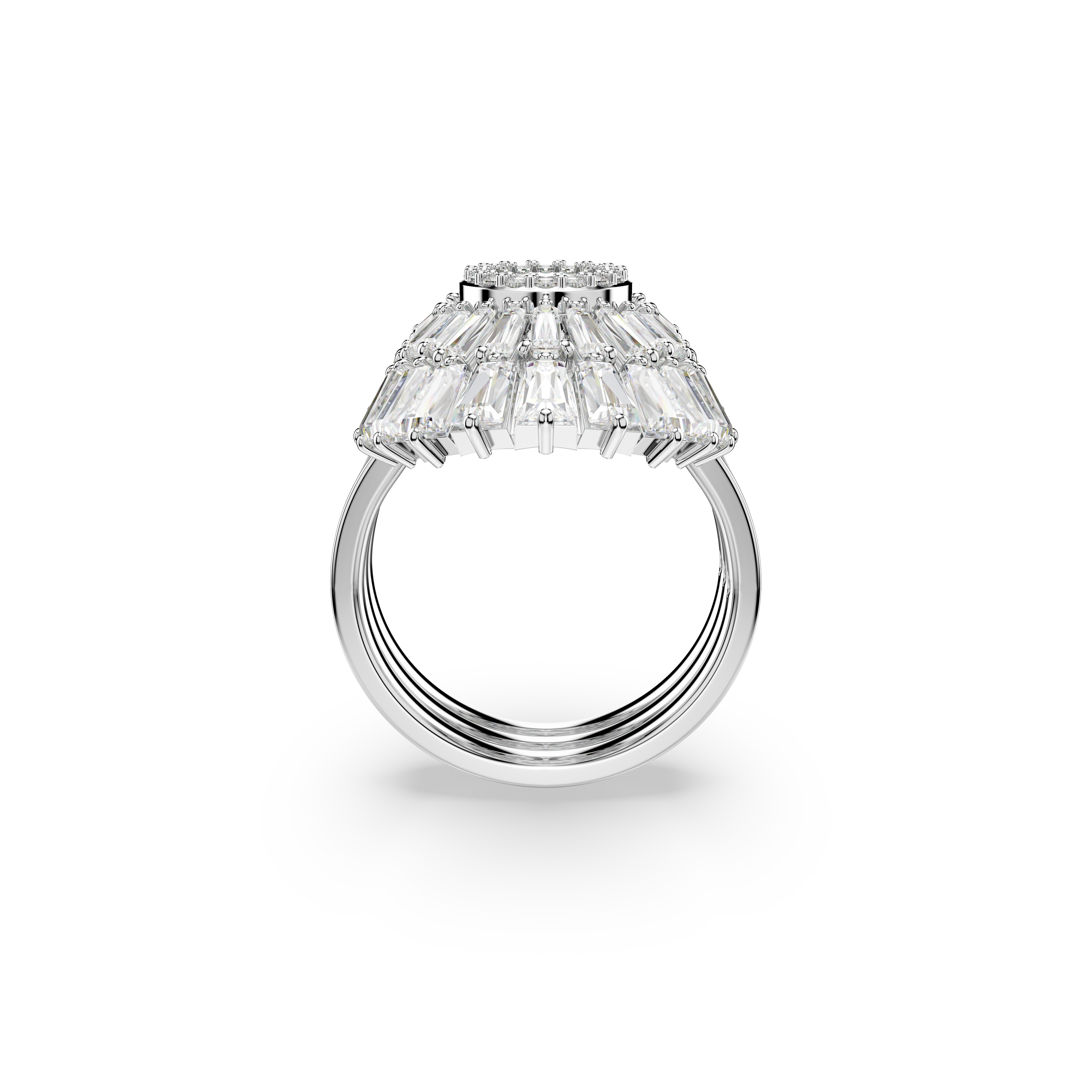 Swarovski Idyllia ring, Set (3), Mixed cuts, Shell, White, Rhodium plated 5680289