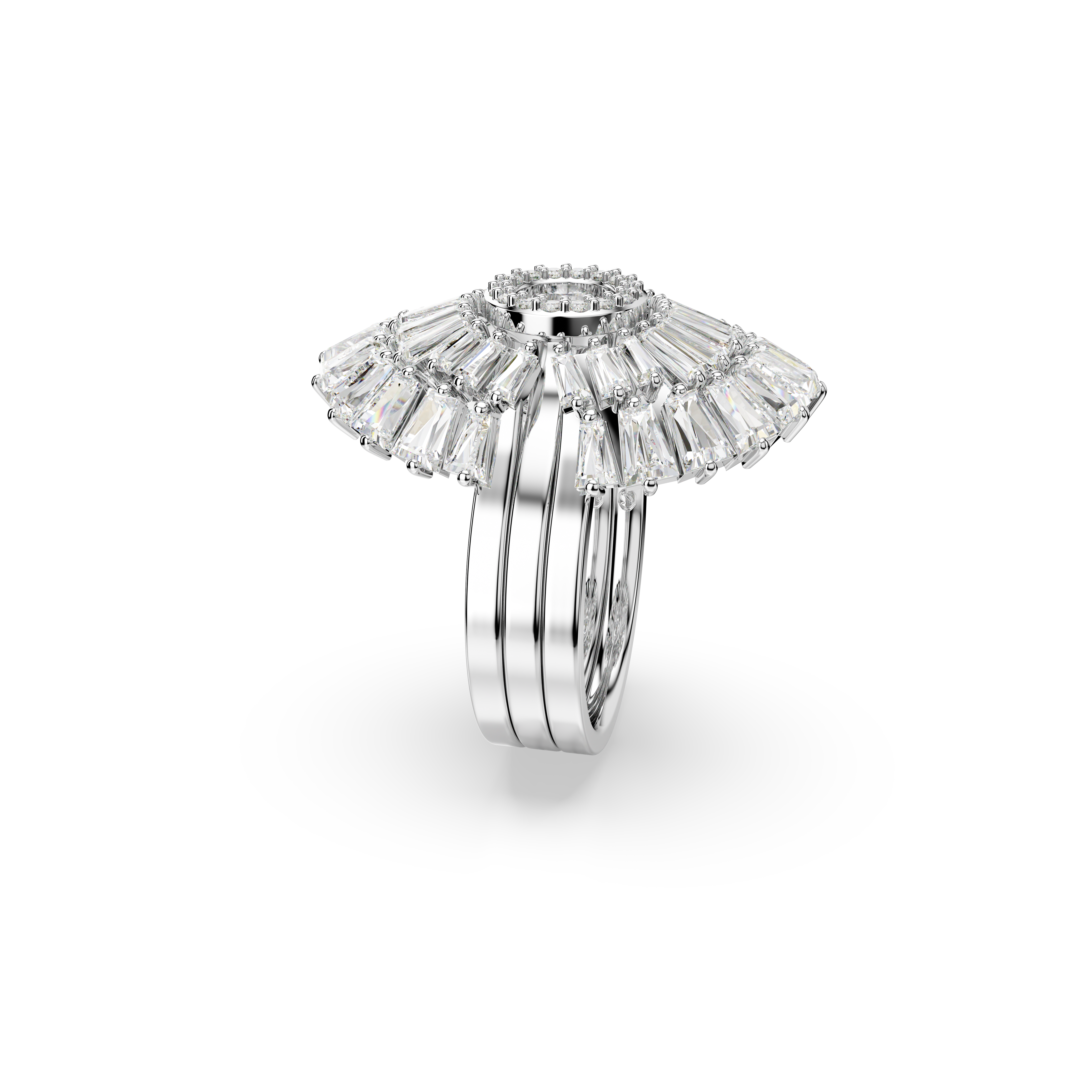 Swarovski Idyllia ring, Set (3), Mixed cuts, Shell, White, Rhodium plated 5680290
