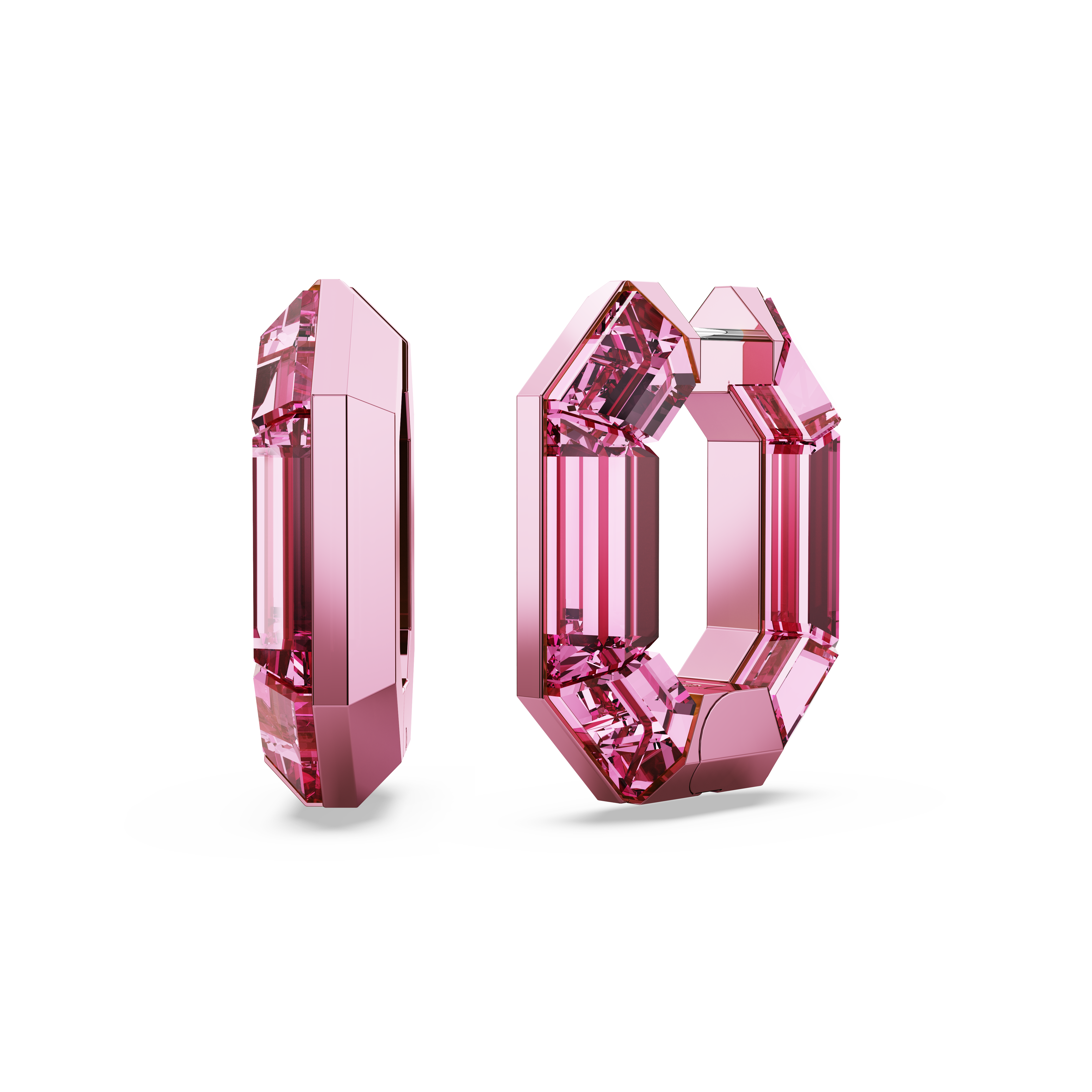 Swarovski Lucent hoop earrings, Octagon shape, Small, Pink 5680783