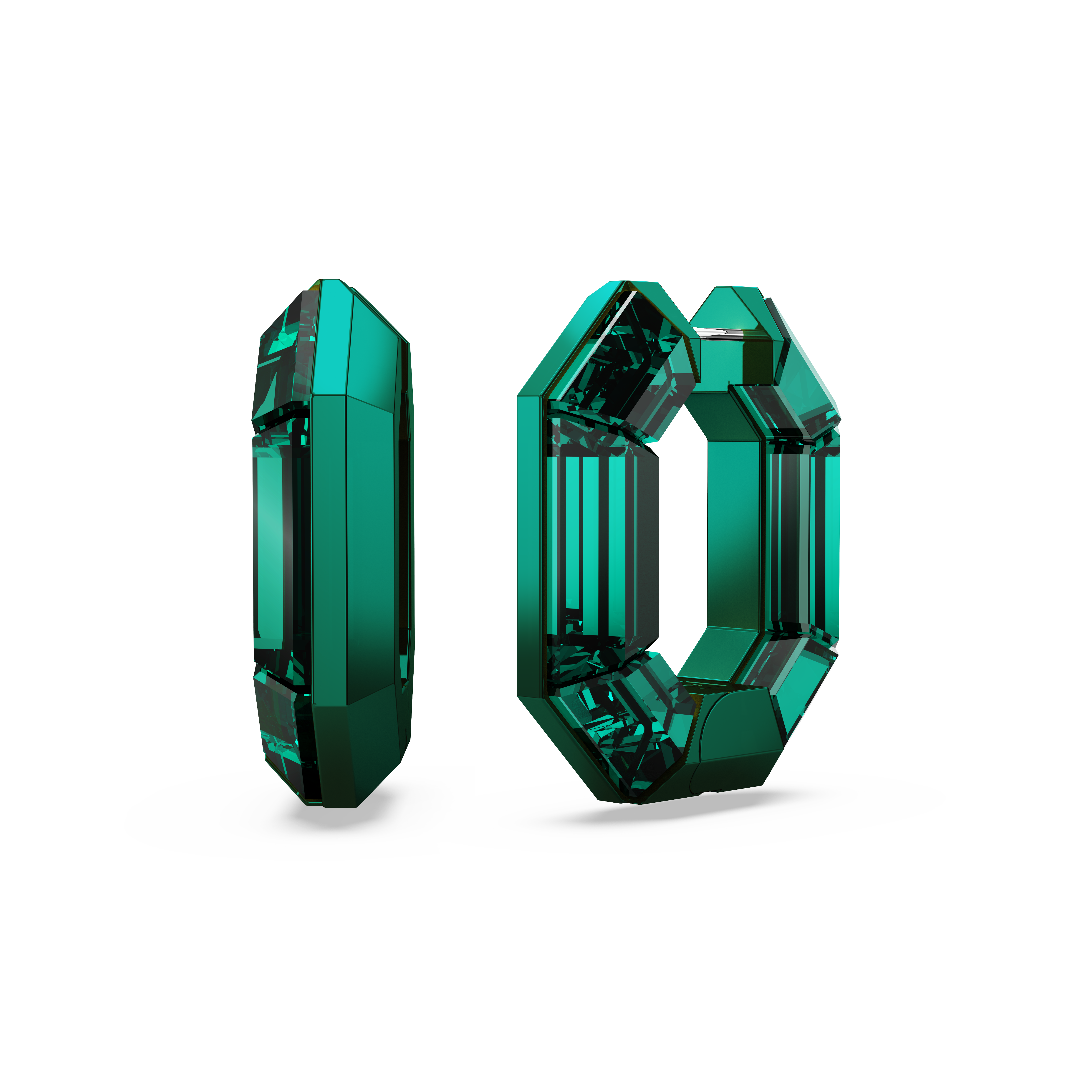 Swarovski Lucent hoop earrings, Octagon shape, Small, Green 5680786