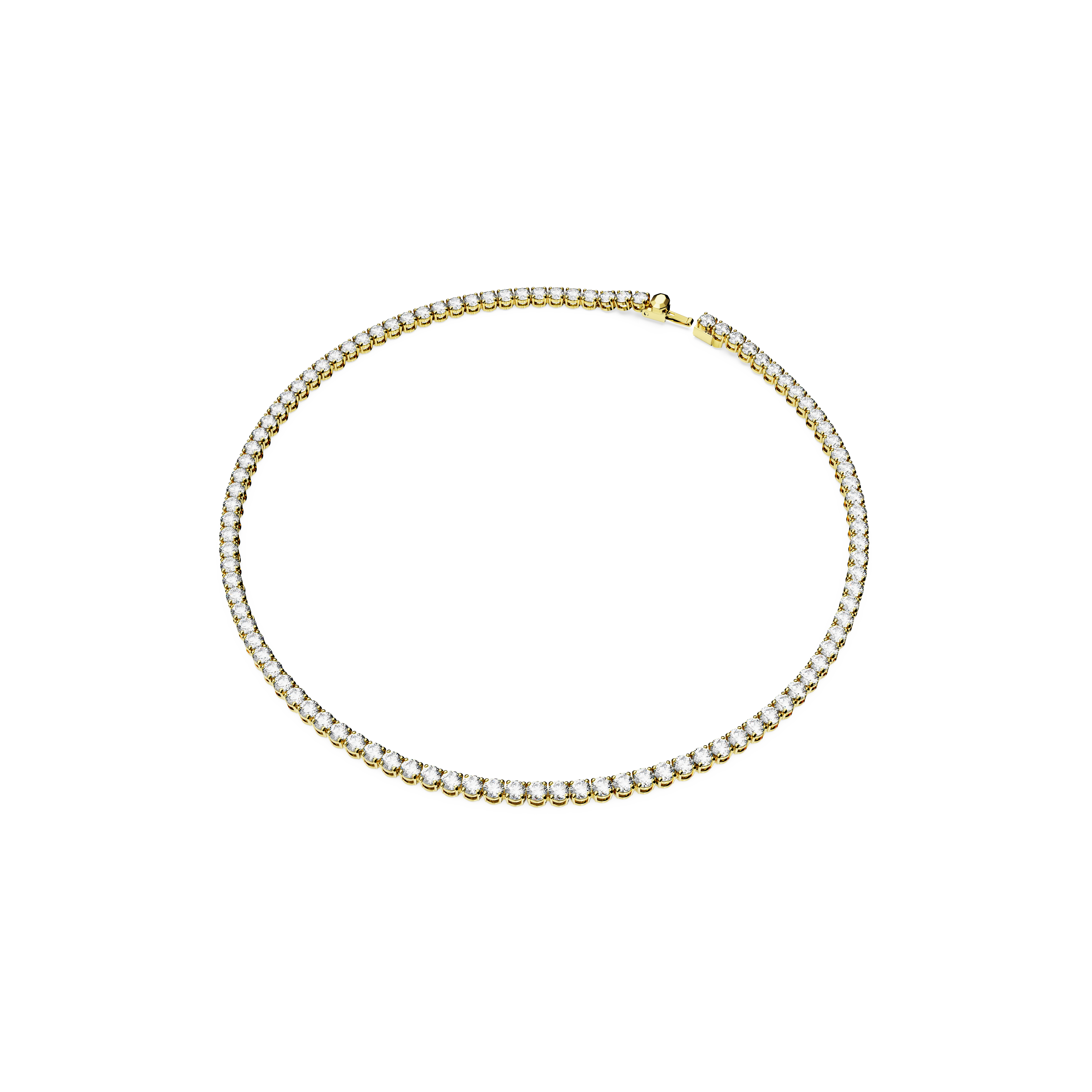 Swarovski Matrix Tennis necklace, Round cut, White, Gold-tone plated 5681795
