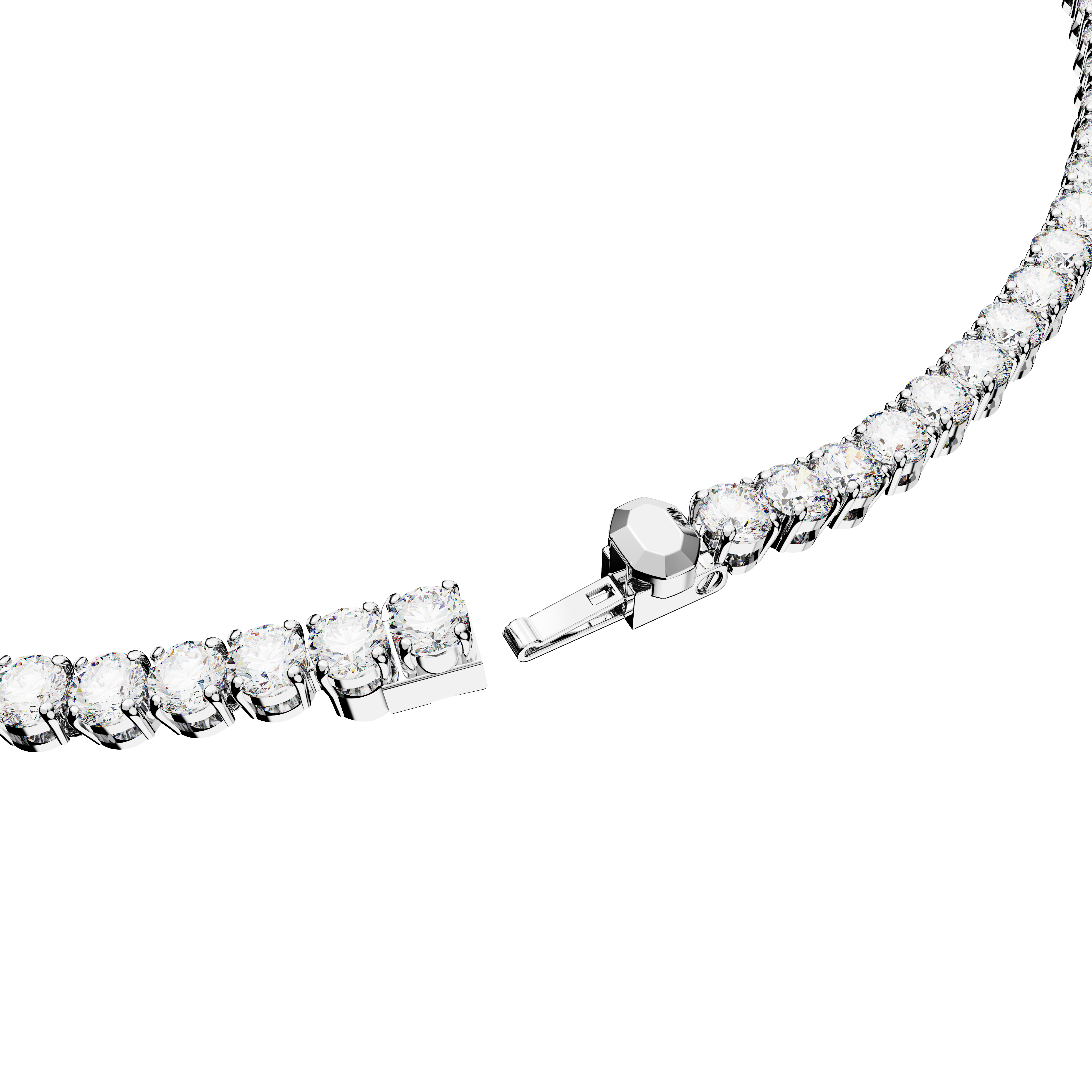 Swarovski Matrix Tennis necklace, Round cut, White, Rhodium plated 5681796