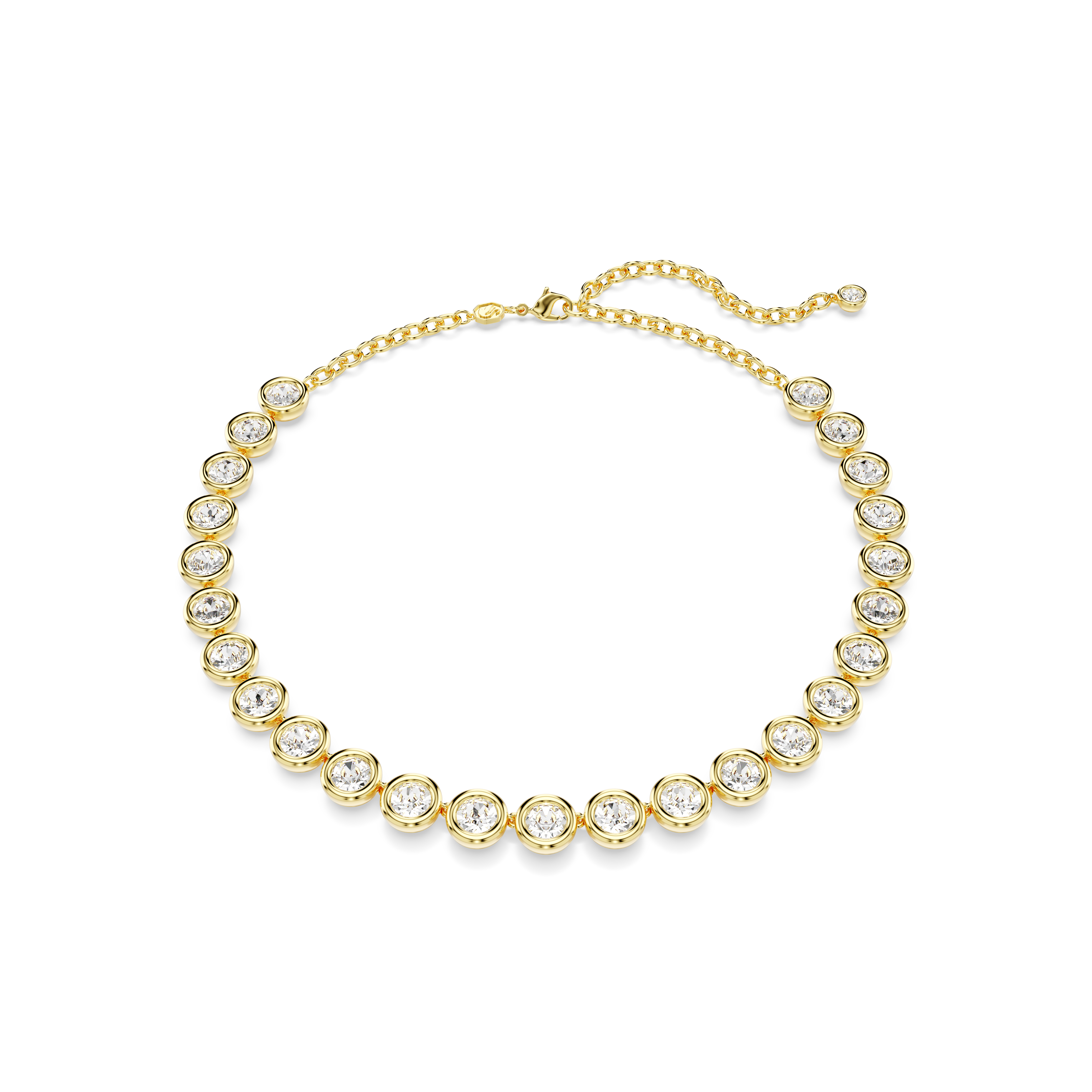 Swarovski Imber Tennis necklace, Round cut, White, Gold-tone plated 5682585