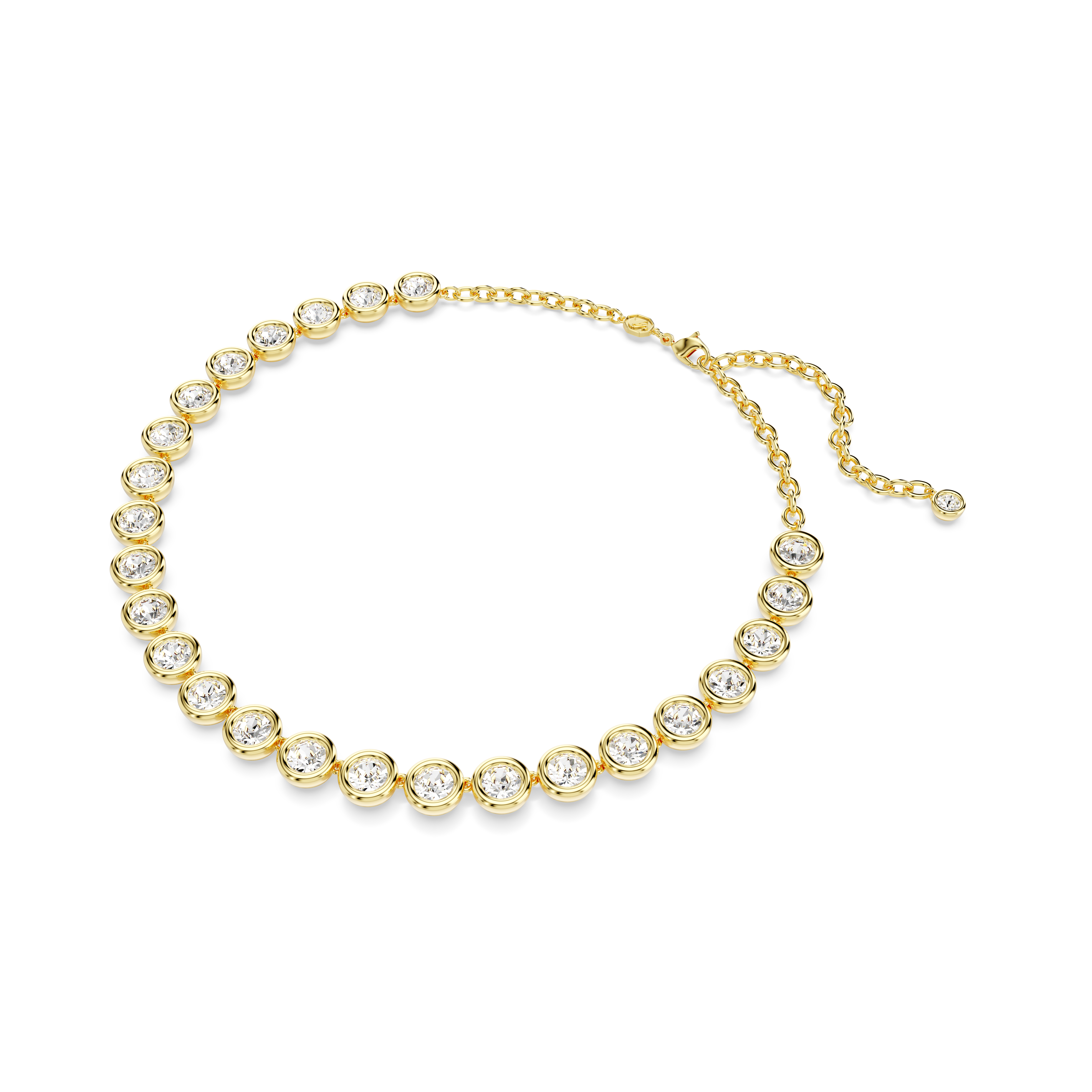 Swarovski Imber Tennis necklace, Round cut, White, Gold-tone plated 5682585