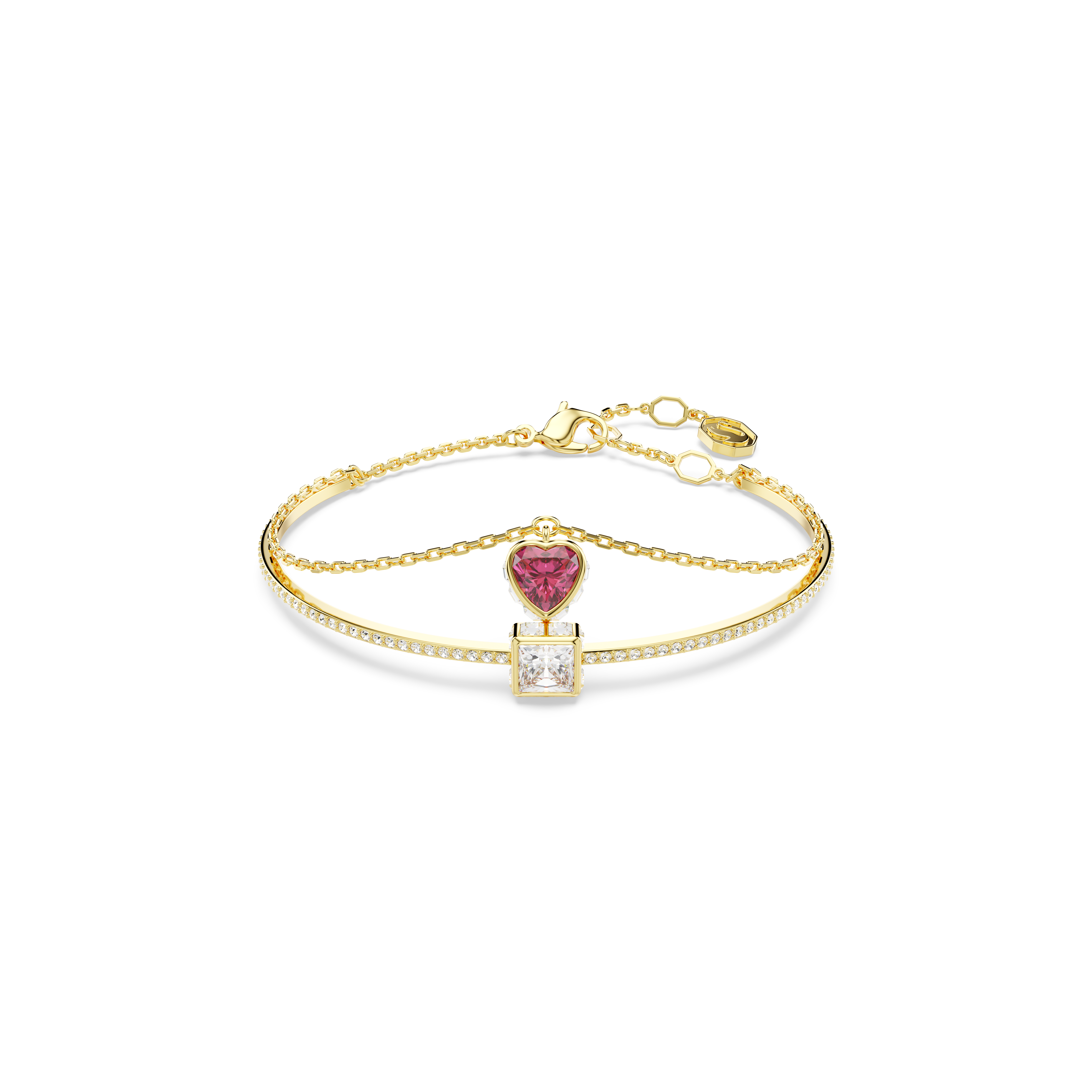 Swarovski Chroma bangle, Heart, Red, Gold-tone plated 5683835