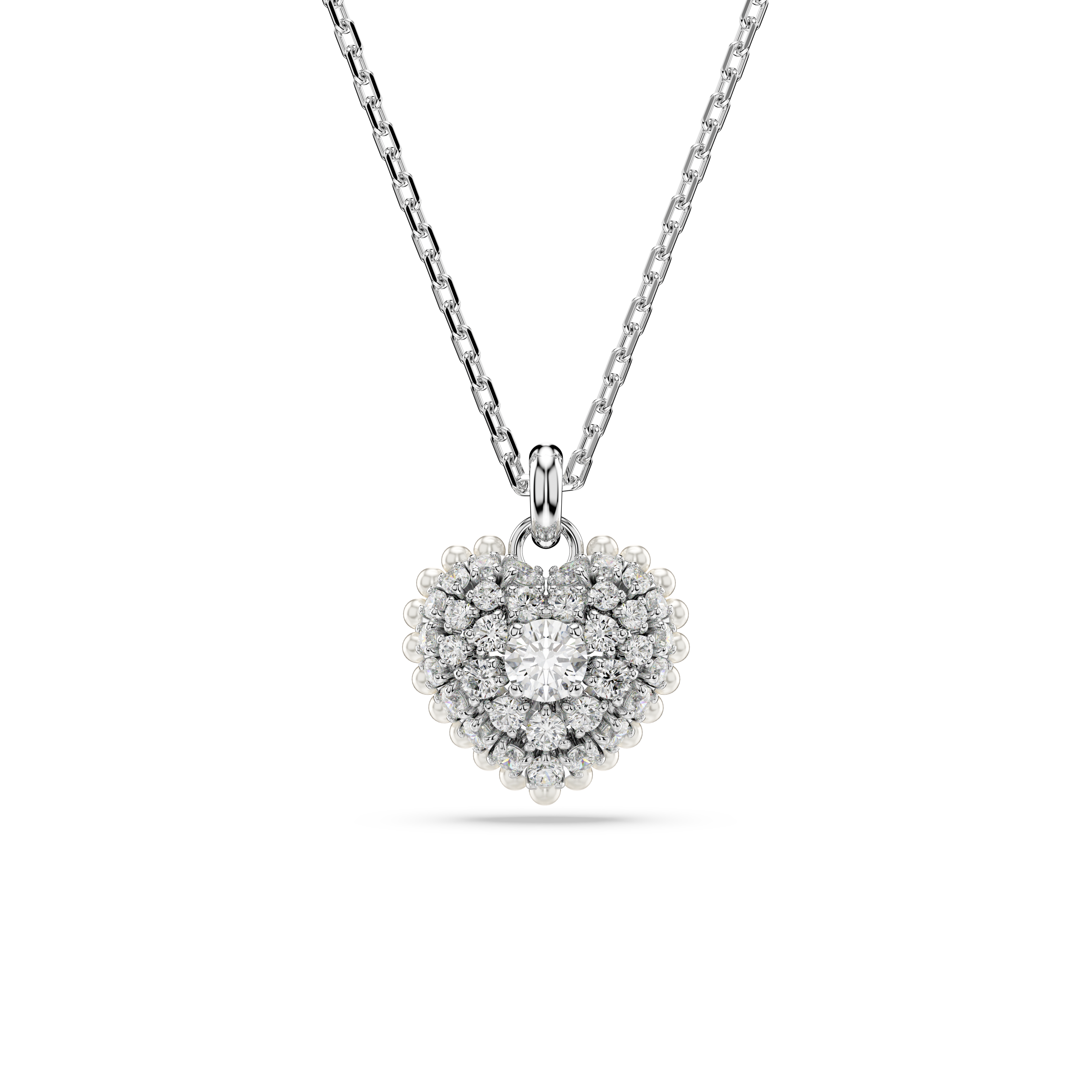 Swarovski Idyllia pendant, Heart, White, Rhodium plated 5684386