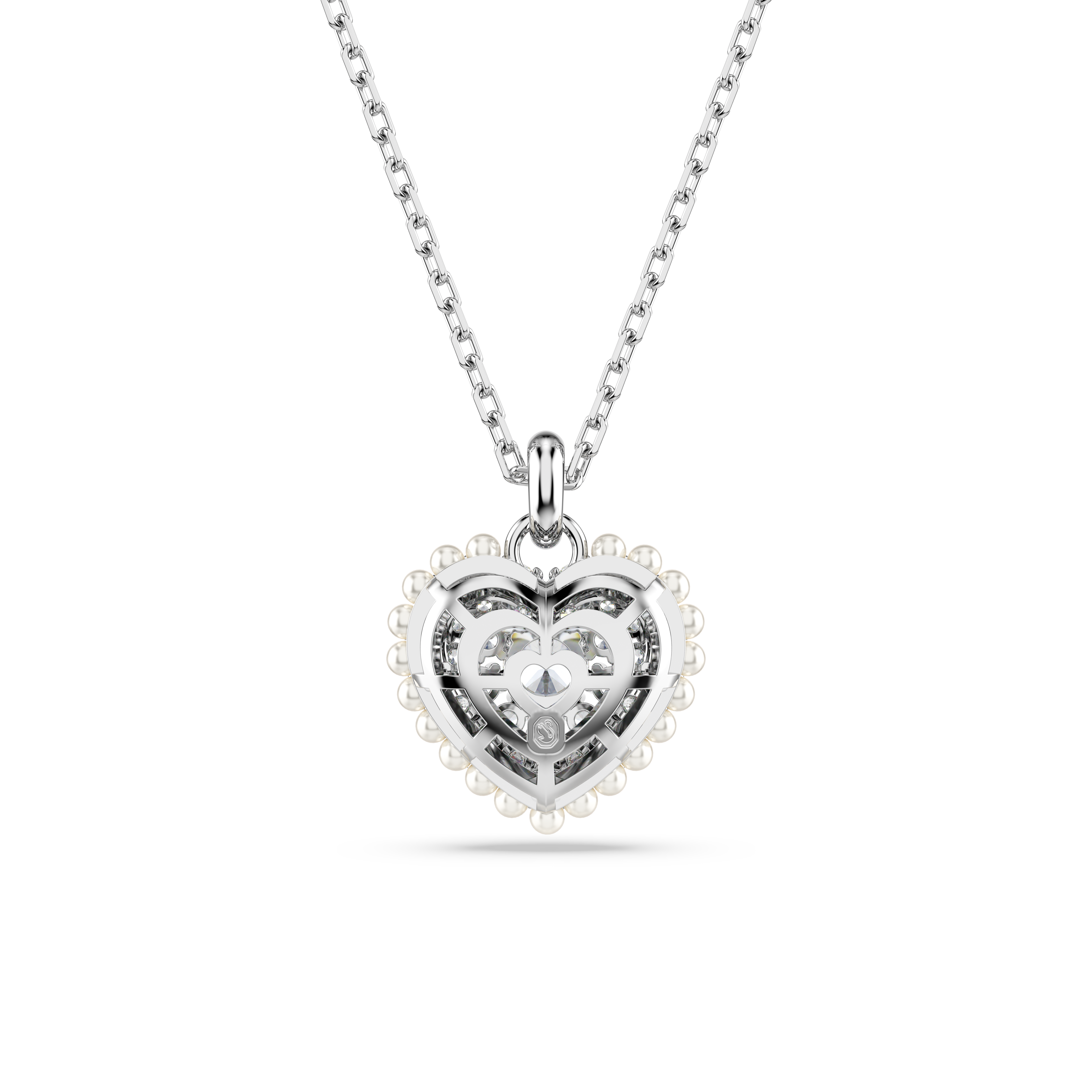 Swarovski Idyllia pendant, Heart, White, Rhodium plated 5684386