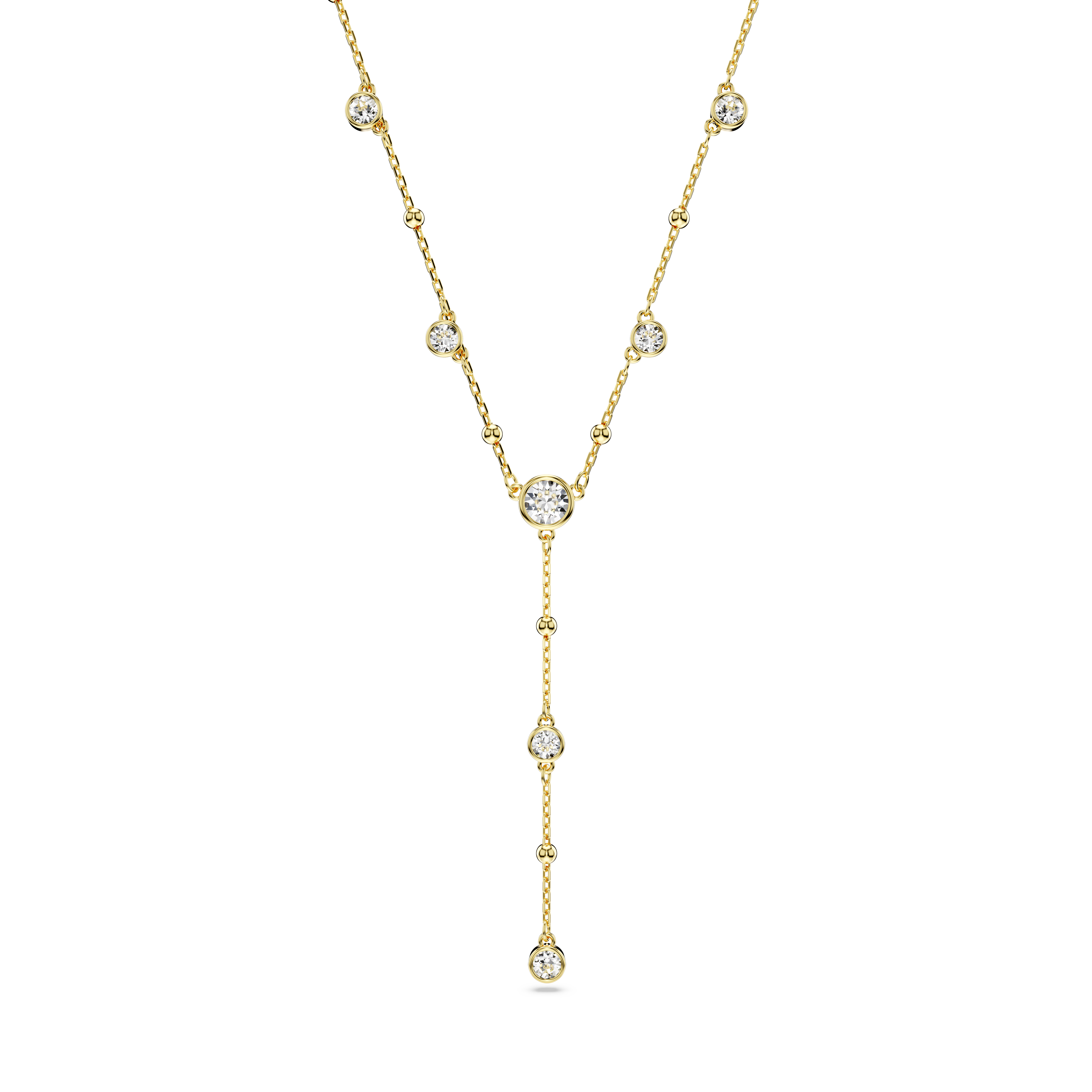 Swarovski Imber Y necklace, Round cut, White, Gold-tone plated 5684510