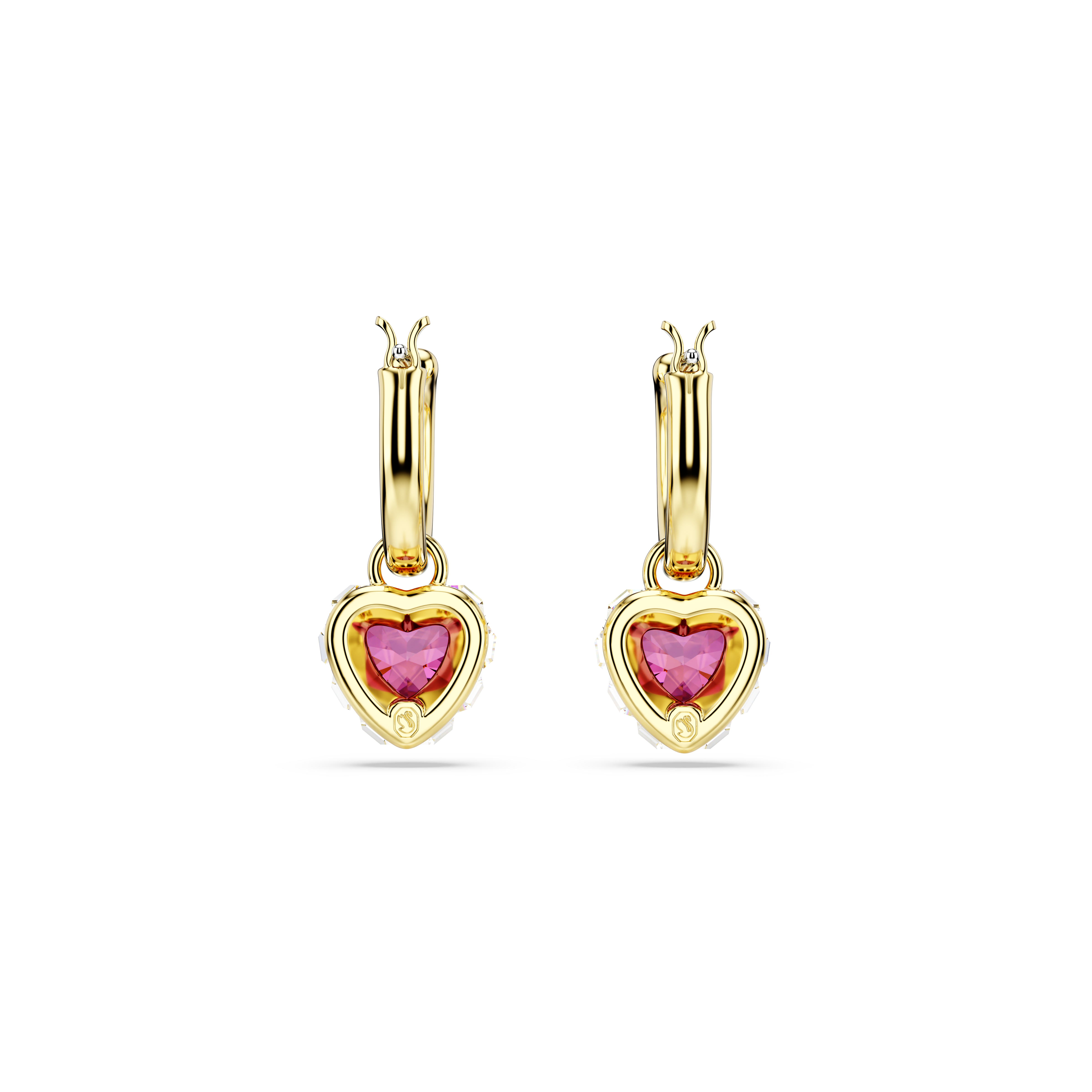 Swarovski Chroma drop earrings, Heart, Red, Gold-tone plated 5684760