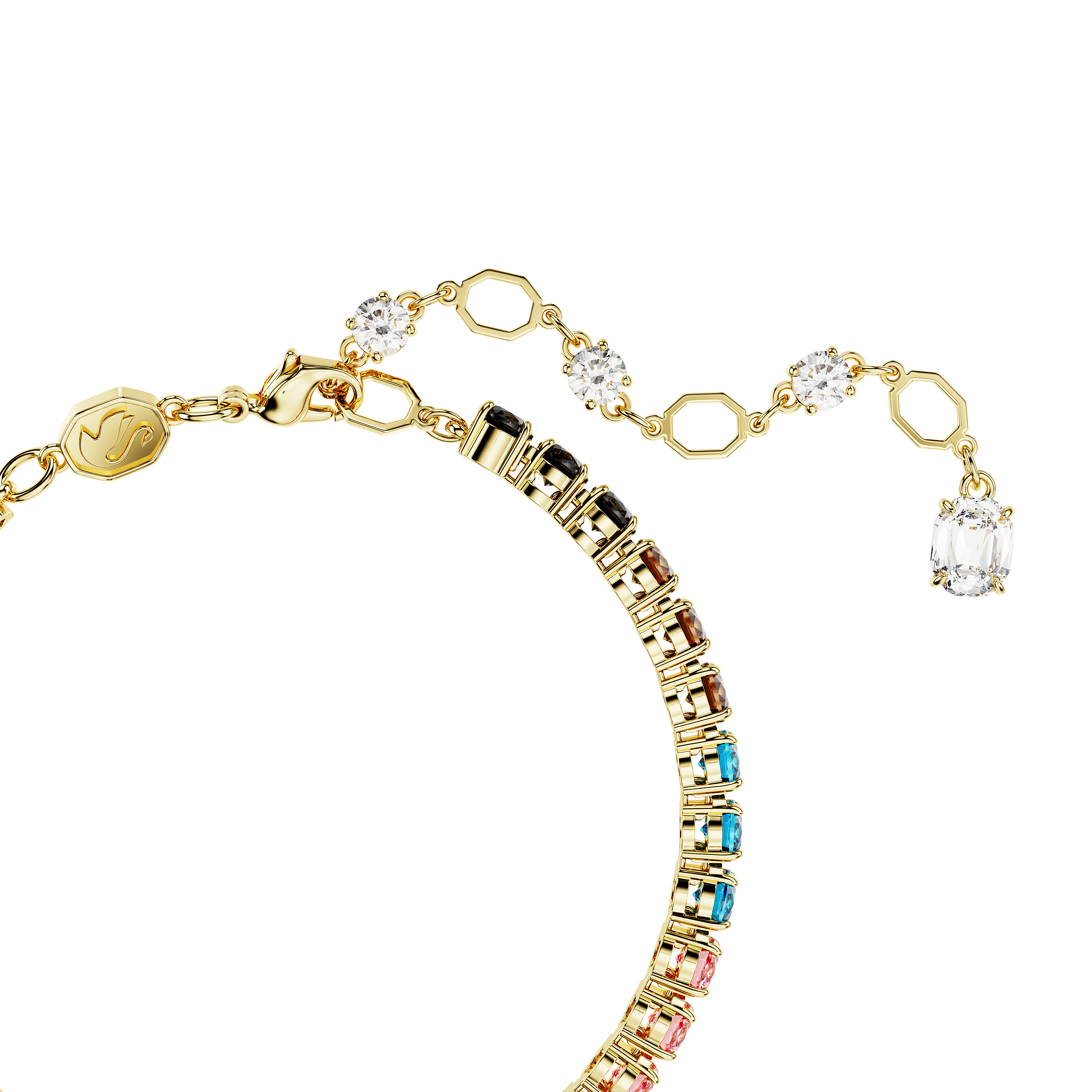 Swarovski Matrix Tennis bracelet, Round cut, Multicolored, Gold-tone plated 5685691