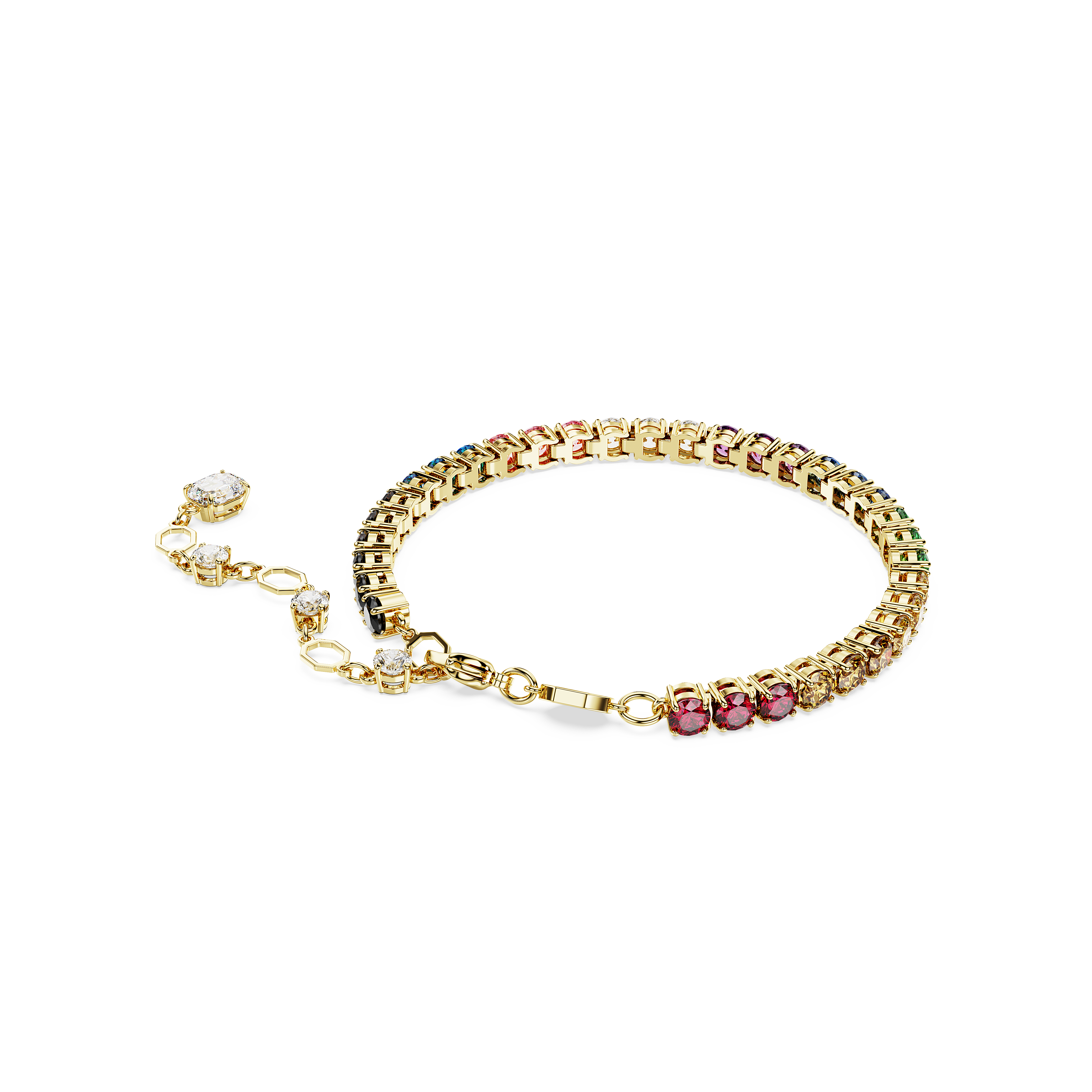 Swarovski Matrix Tennis bracelet, Round cut, Multicolored, Gold-tone plated 5685691