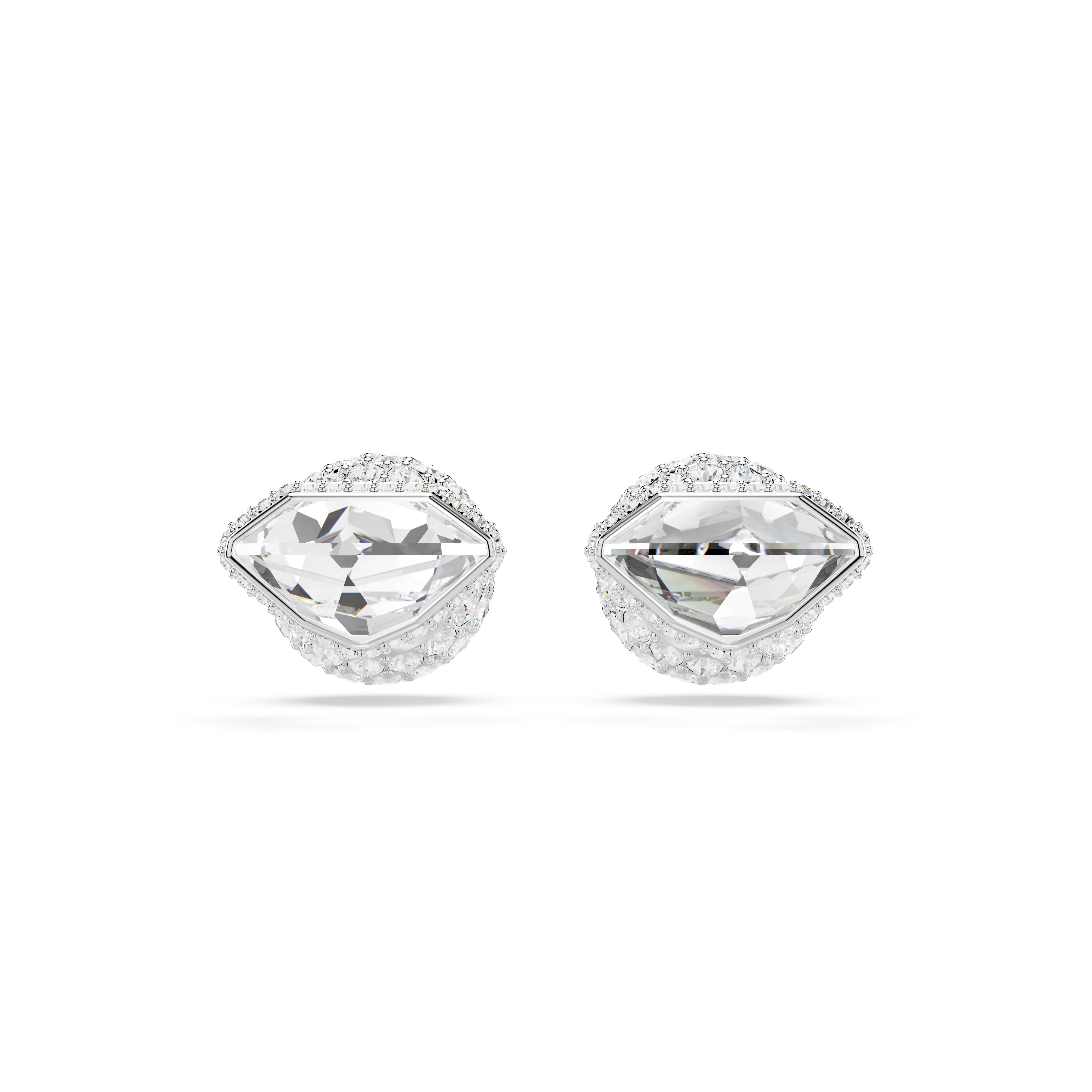 Swarovski Lucent stud earrings, Pavé, Ball, White, Rhodium plated 5686483
