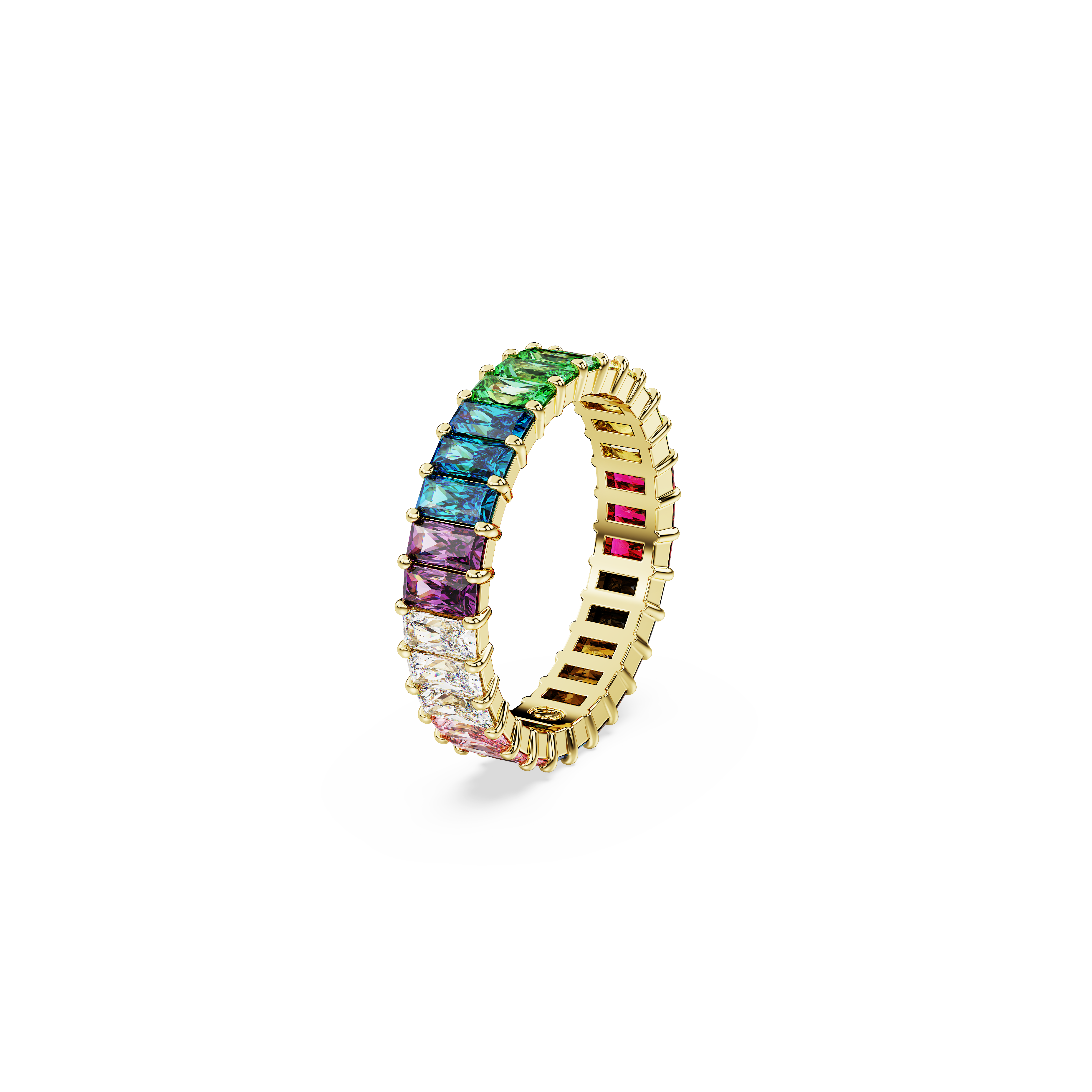 Swarovski Matrix ring, Baguette cut, Multicolored, Gold-tone plated 5686631