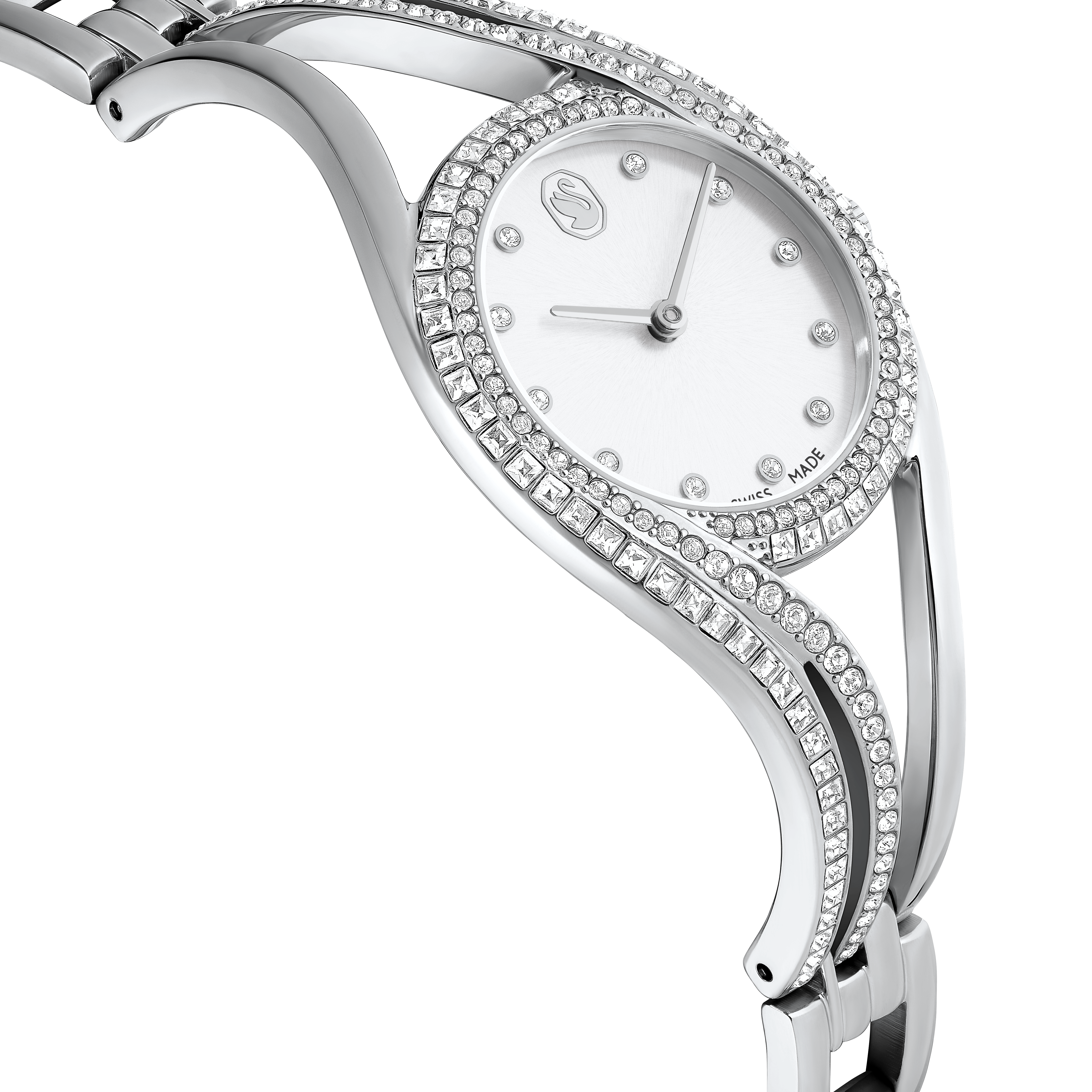 Swarovski Hyperbola bangle watch, Swiss Made, Metal bracelet, Silver tone, Stainless steel 5689432