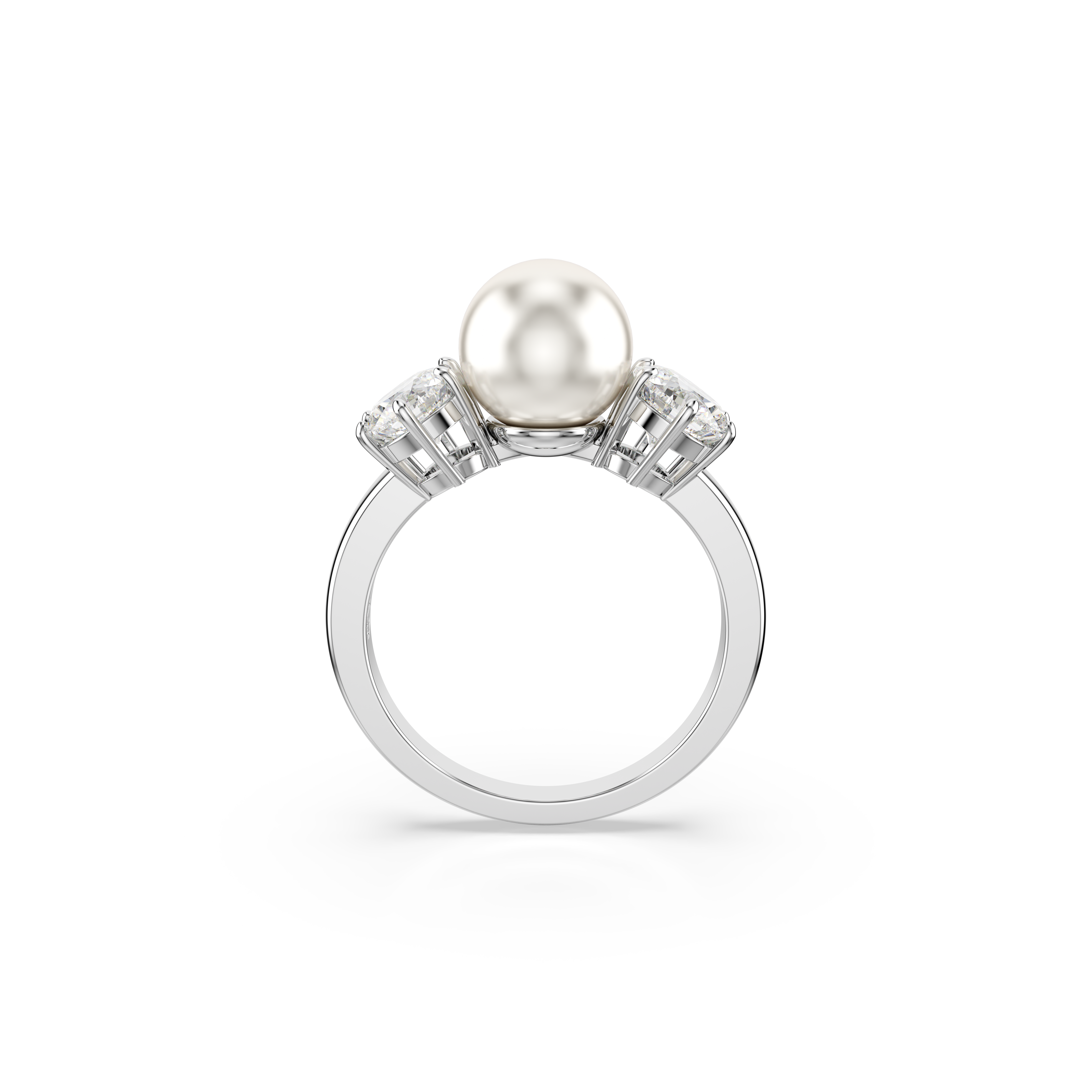 Swarovski Matrix cocktail ring, Crystal pearl, Round cut, White, Rhodium plated 5689627