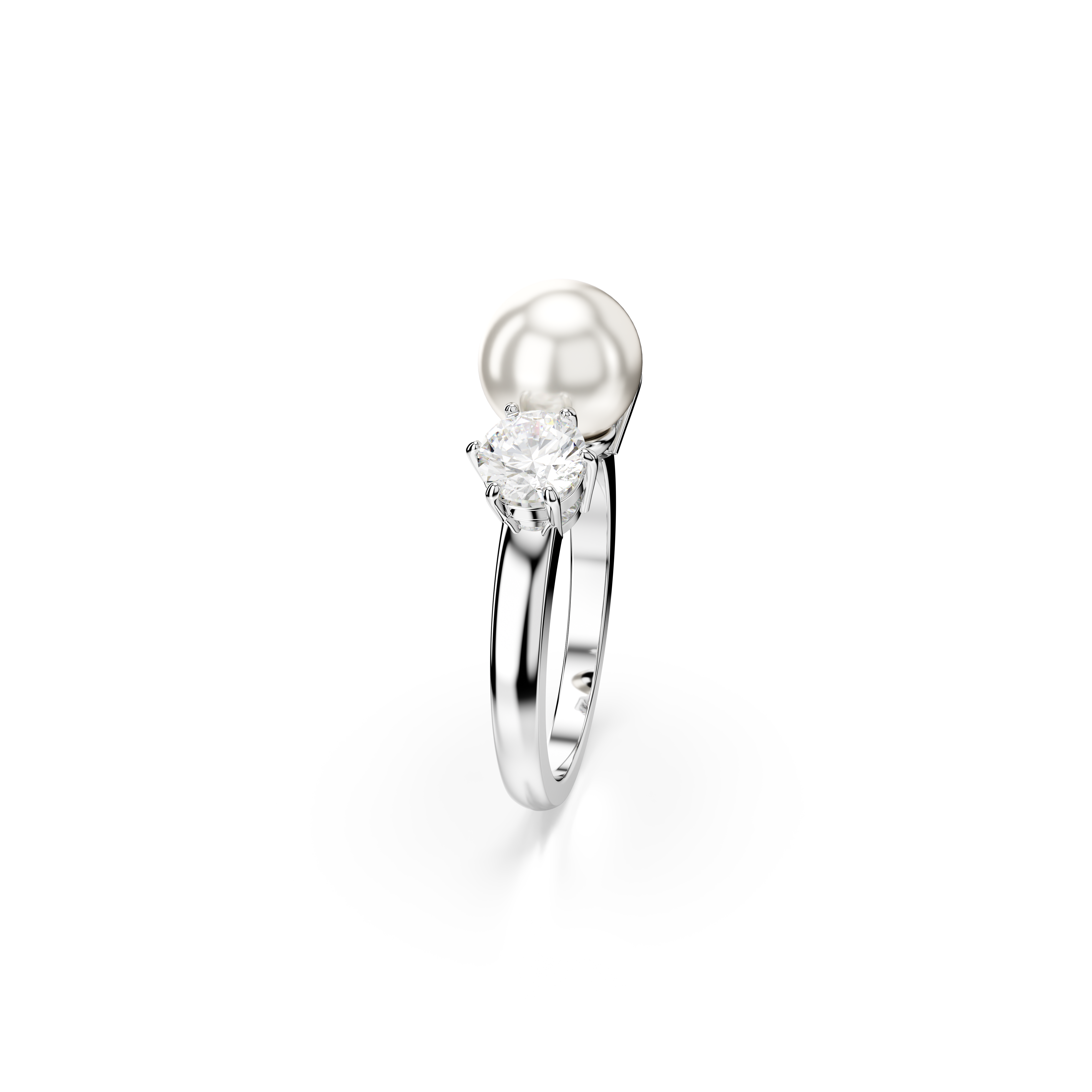 Swarovski Matrix cocktail ring, Crystal pearl, Round cut, White, Rhodium plated 5689628