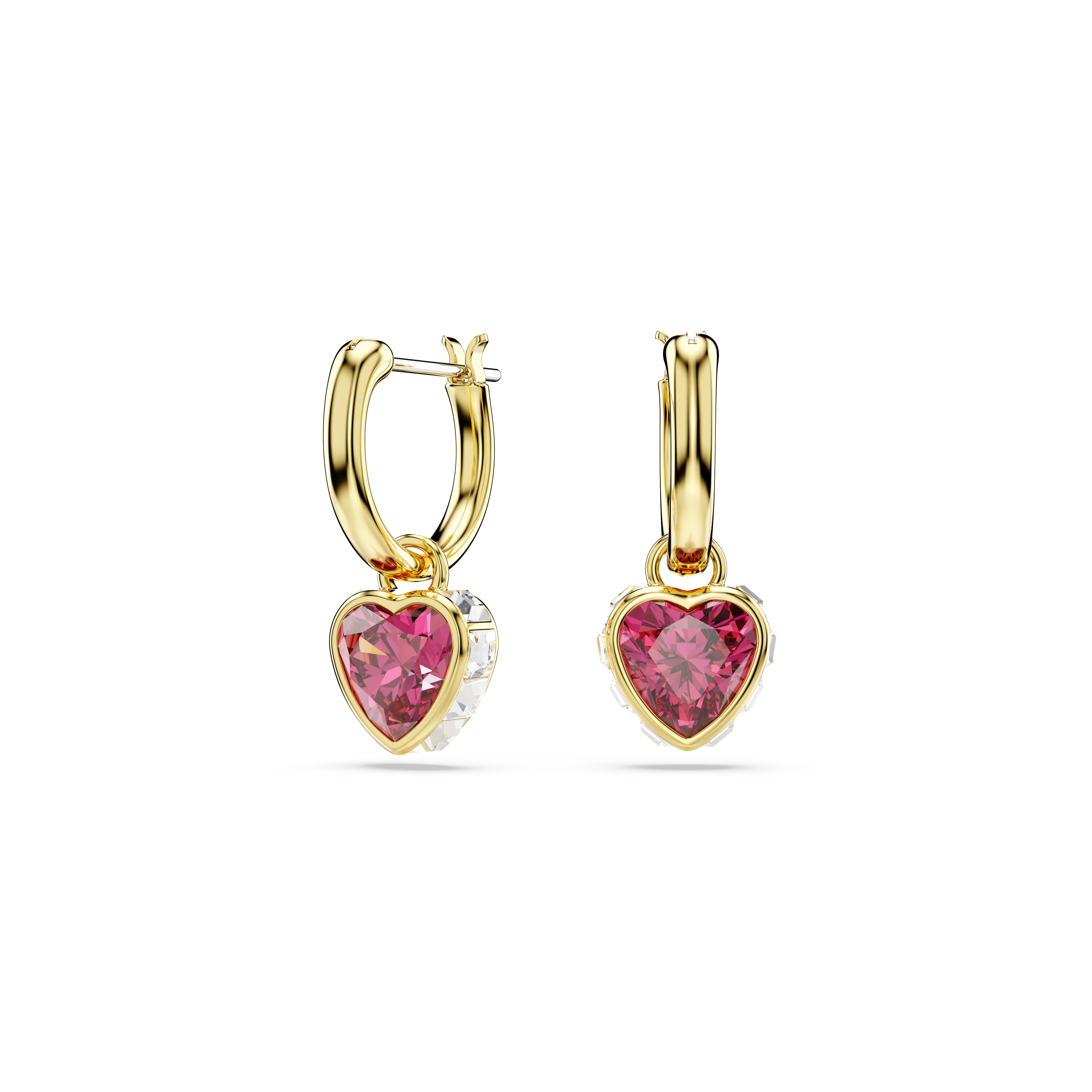 Swarovski Chroma drop earrings, Heart, Red, Gold-tone plated 5689647