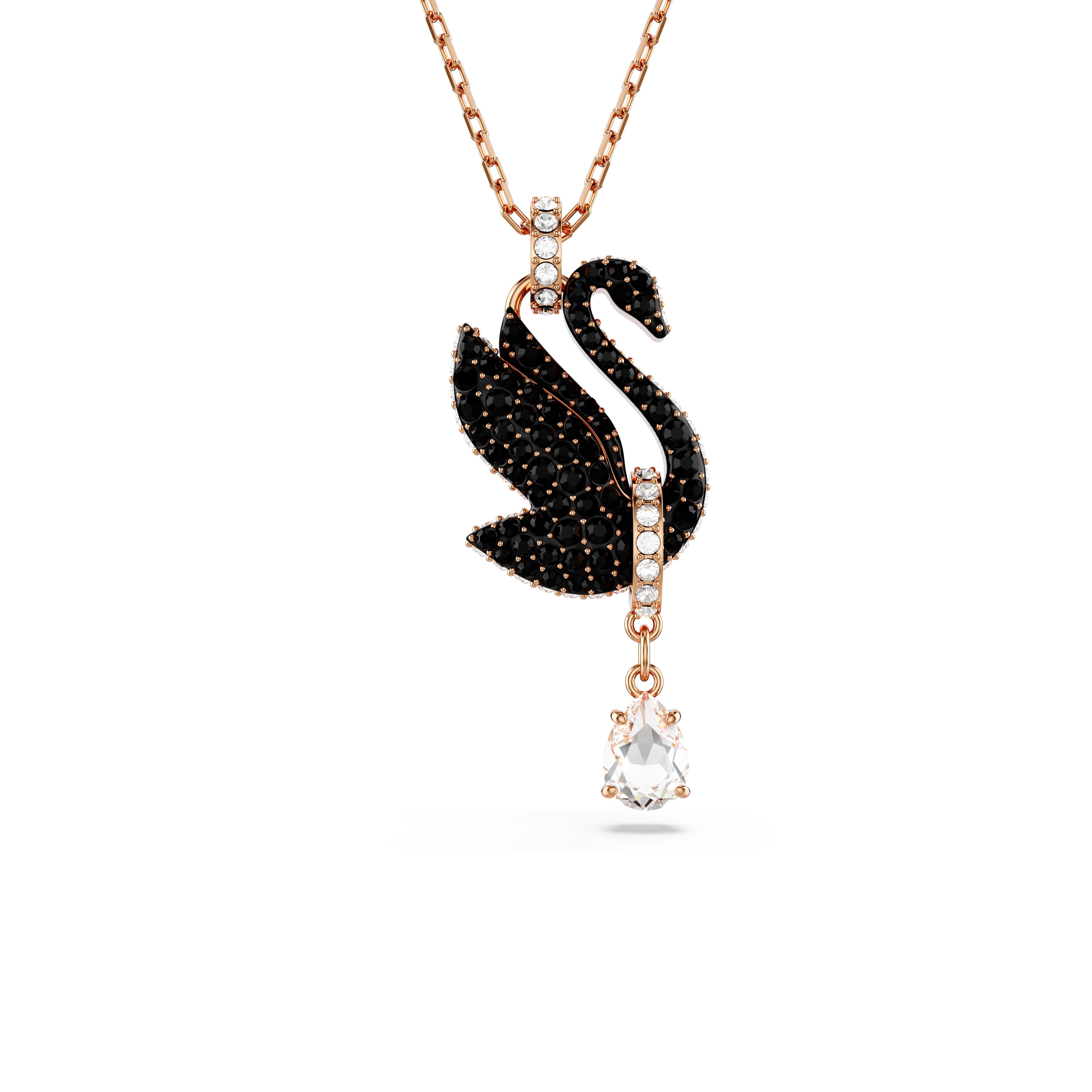 Swarovski Swan pendant, Swan, Black, Rose gold-tone plated 5689664