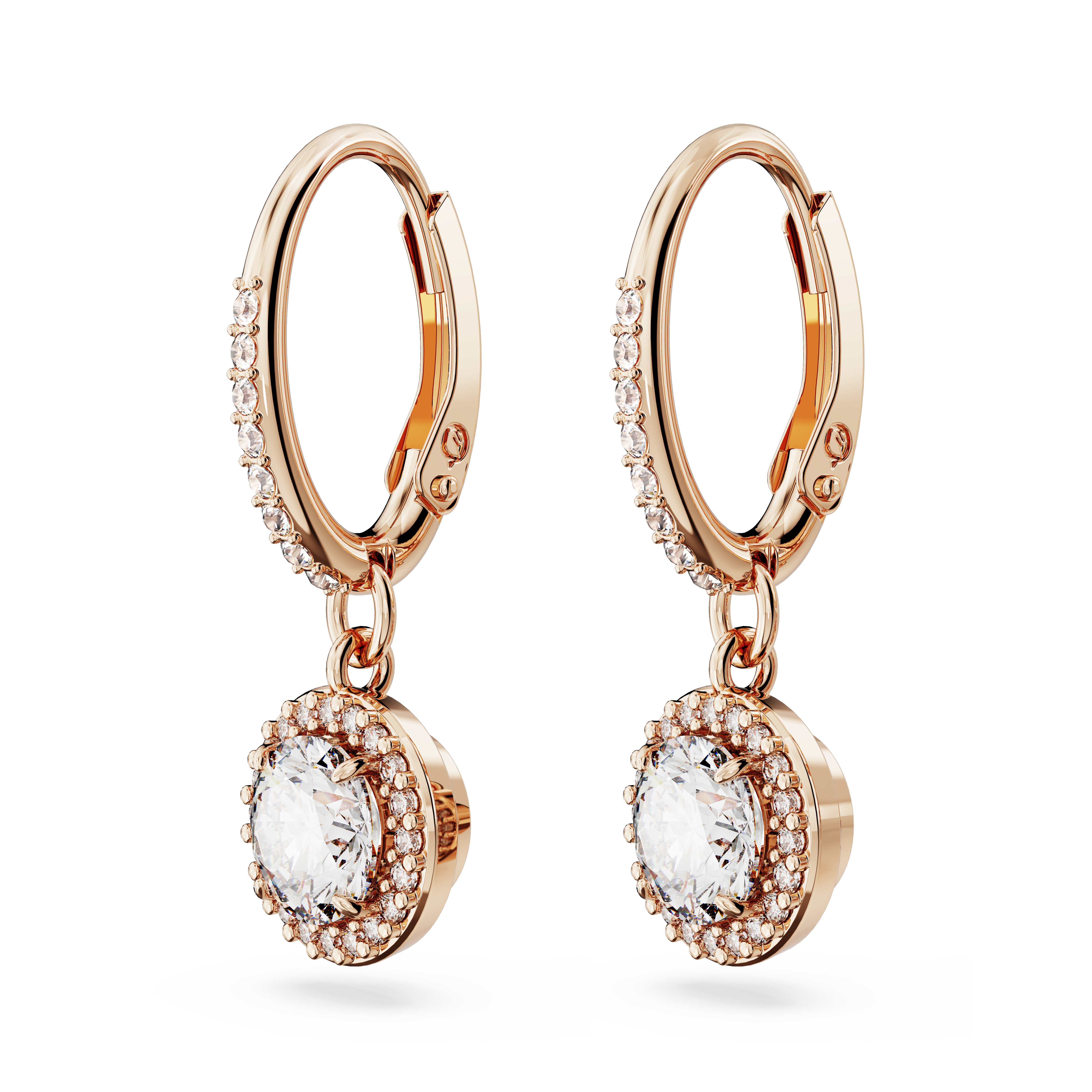 Swarovski Una Angelic drop earrings, Round cut, Pavé, White, Rose gold-tone plated 5689688