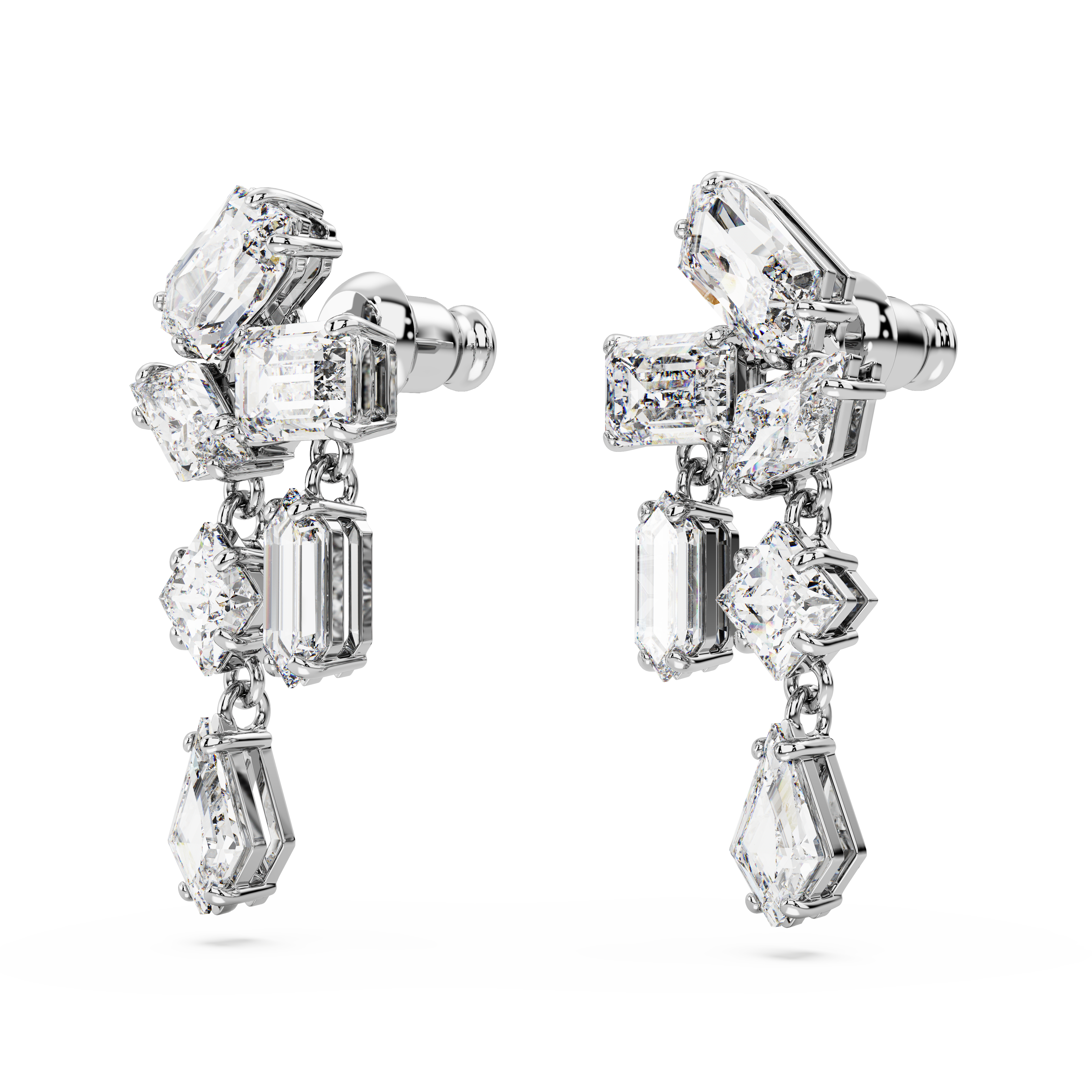 Swarovski Mesmera drop earrings, Mixed cuts, White, Rhodium plated 5689700