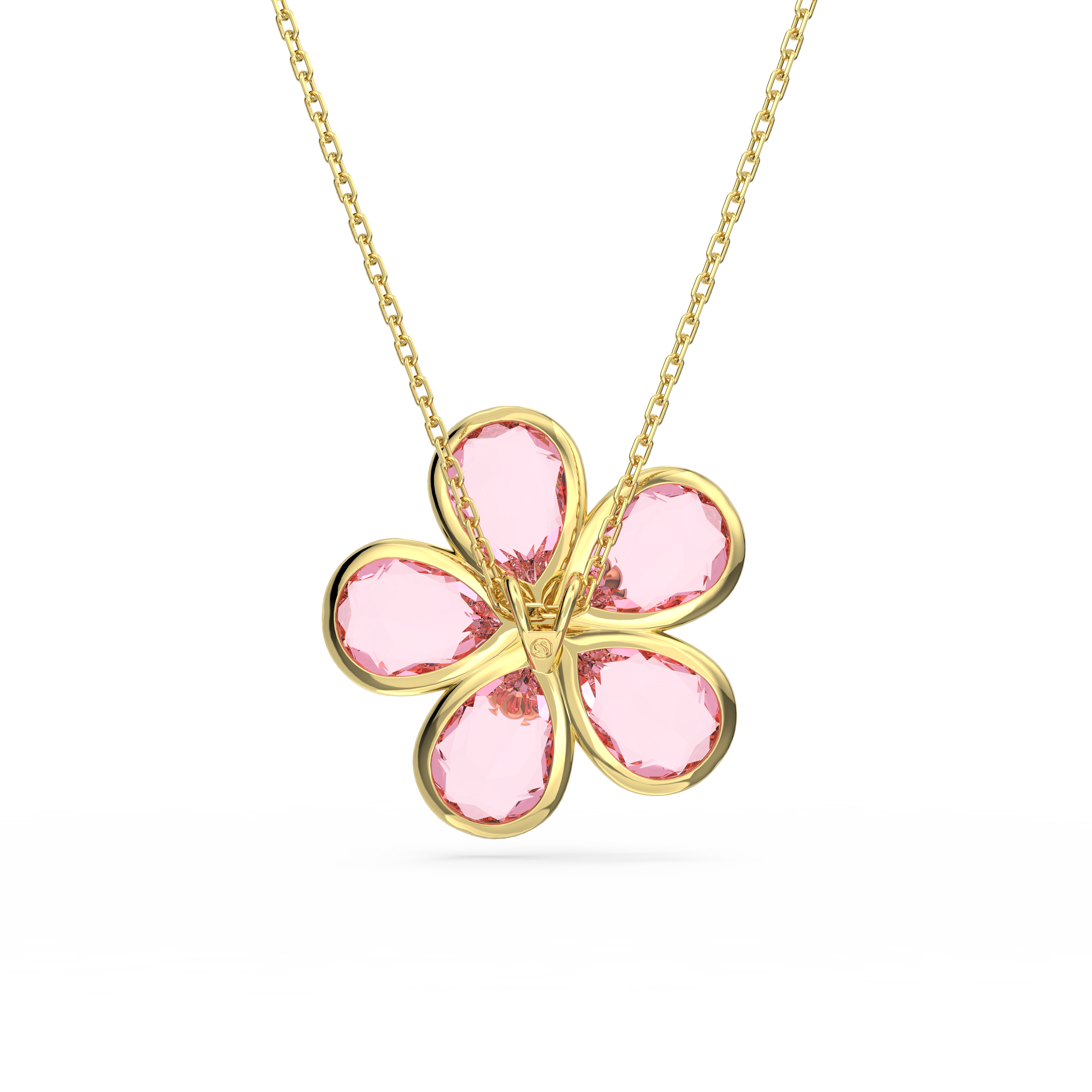 Swarovski Idyllia pendant, Flower, Small, Pink, Gold-tone plated 5689710