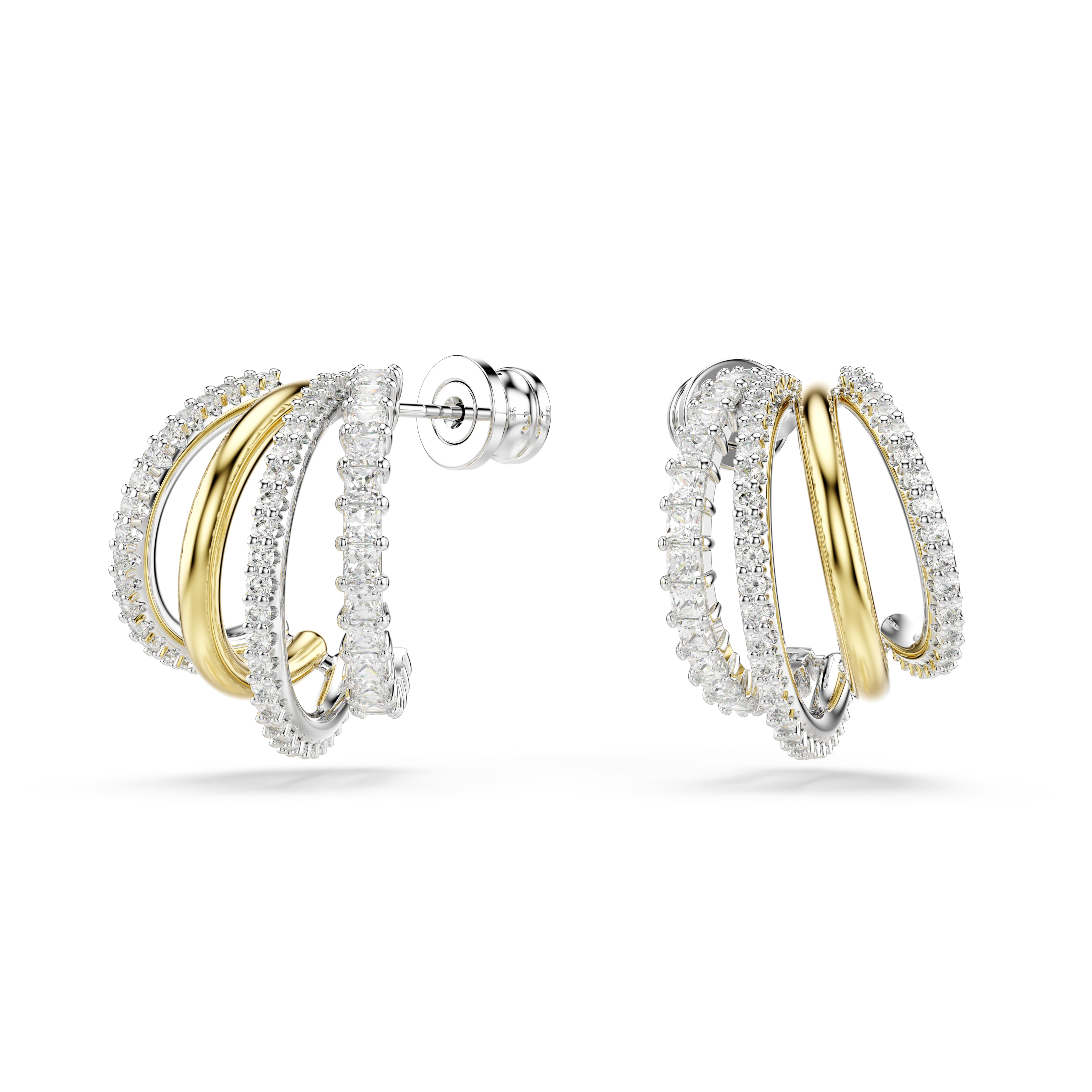 Swarovski Hyperbola hoop earrings, Mixed cuts, Mini, White, Mixed metal finish 5689718