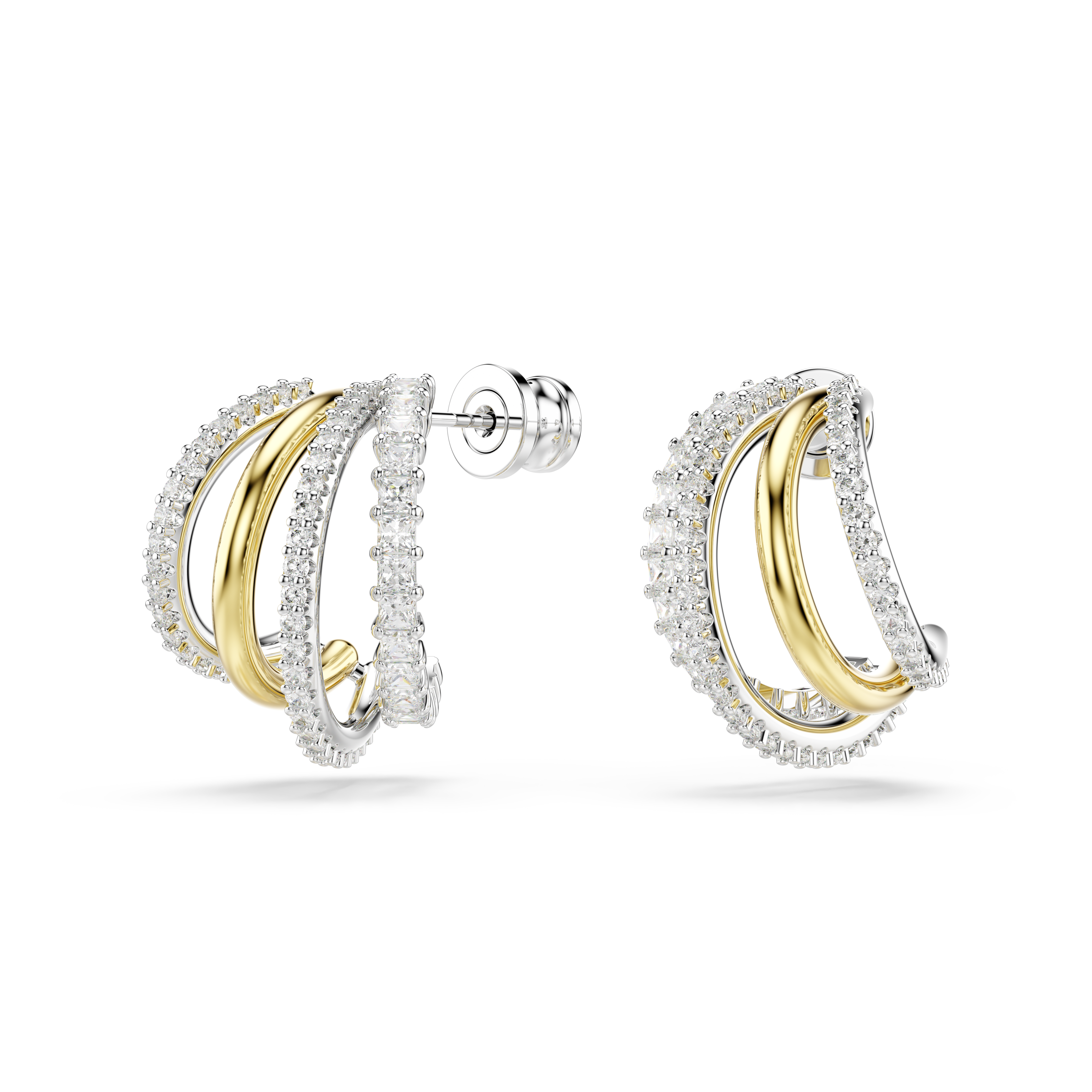 Swarovski Hyperbola hoop earrings, Mixed cuts, Mini, White, Mixed metal finish 5689718