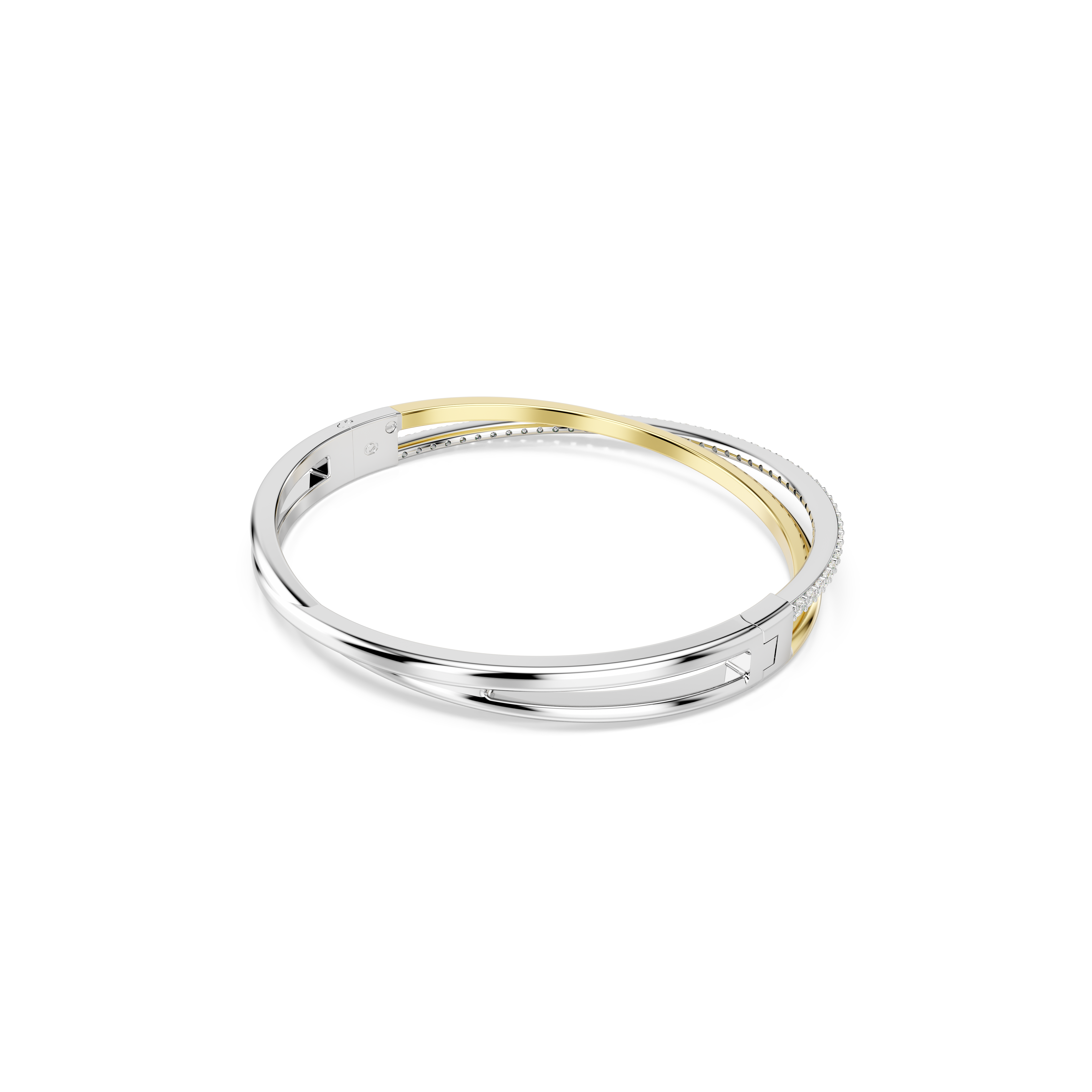 Swarovski Hyperbola bangle, Round cut, White, Mixed metal finish 5689722