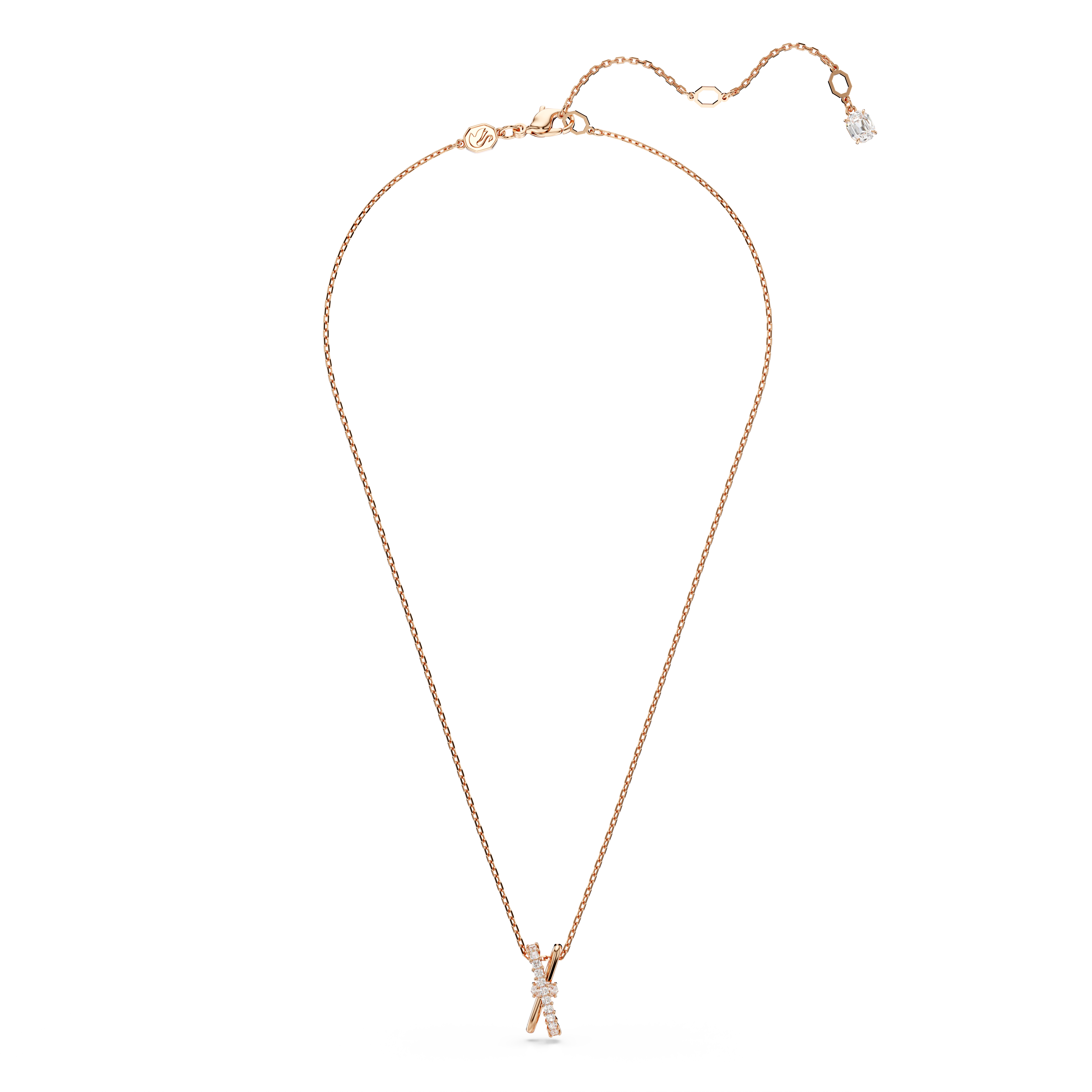 Swarovski Hyperbola pendant, Mixed cuts, Twist, White, Rose gold-tone plated 5689788