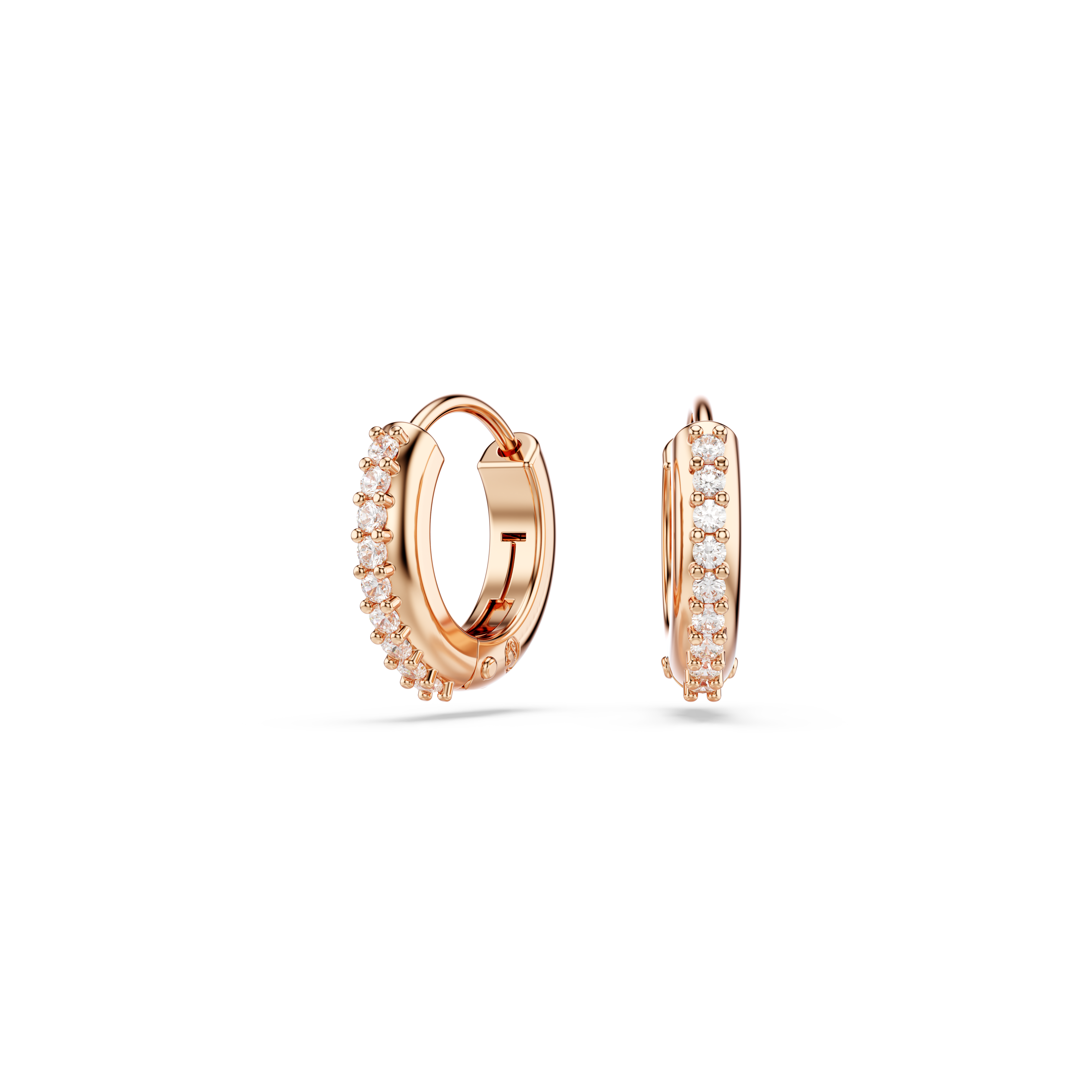 Swarovski Matrix hoop earrings, Round cut, White, Rose gold-tone plated 5690669