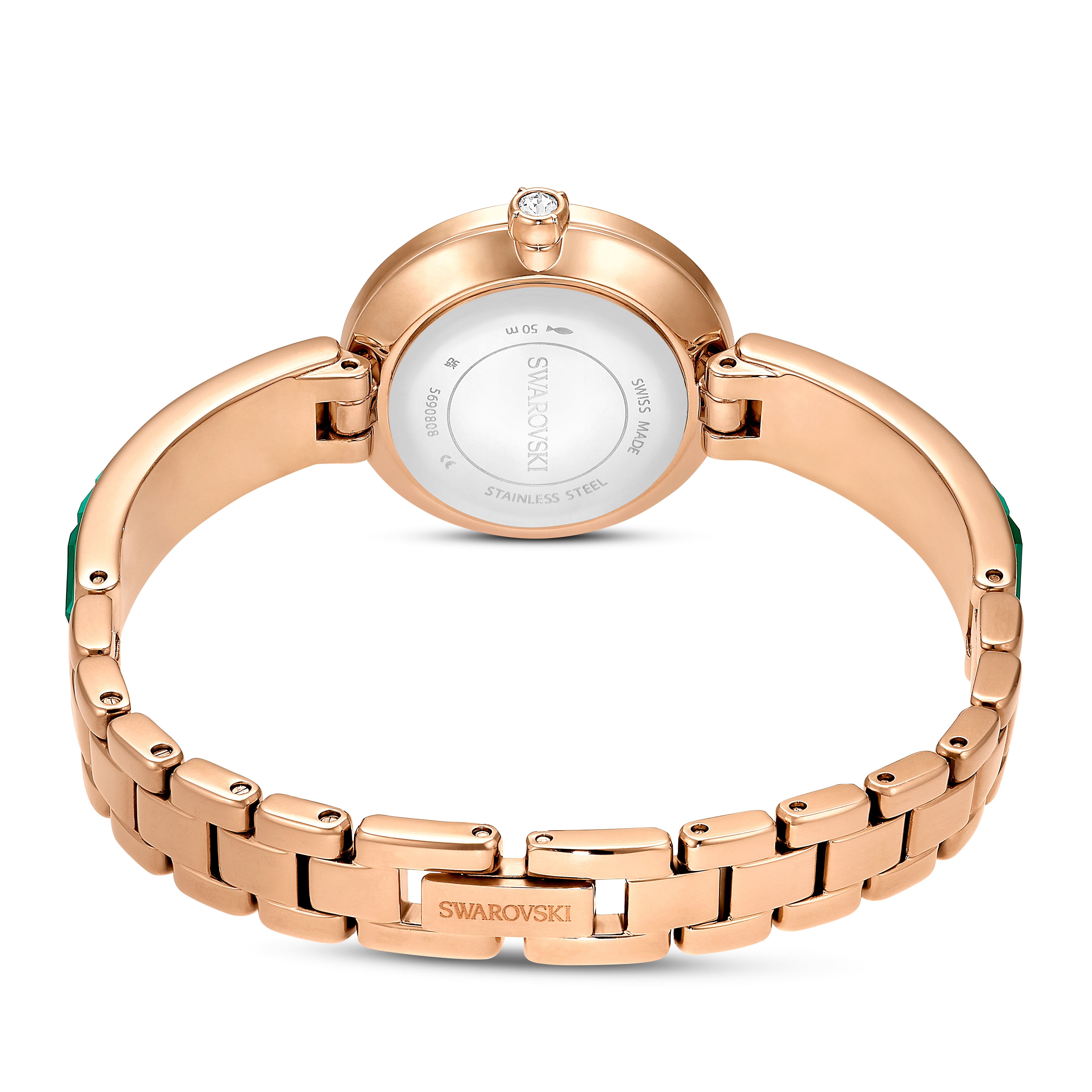Swarovski Matrix bangle watch, Swiss Made, Crystal bracelet, Green, Champagne gold-tone finish 5690808