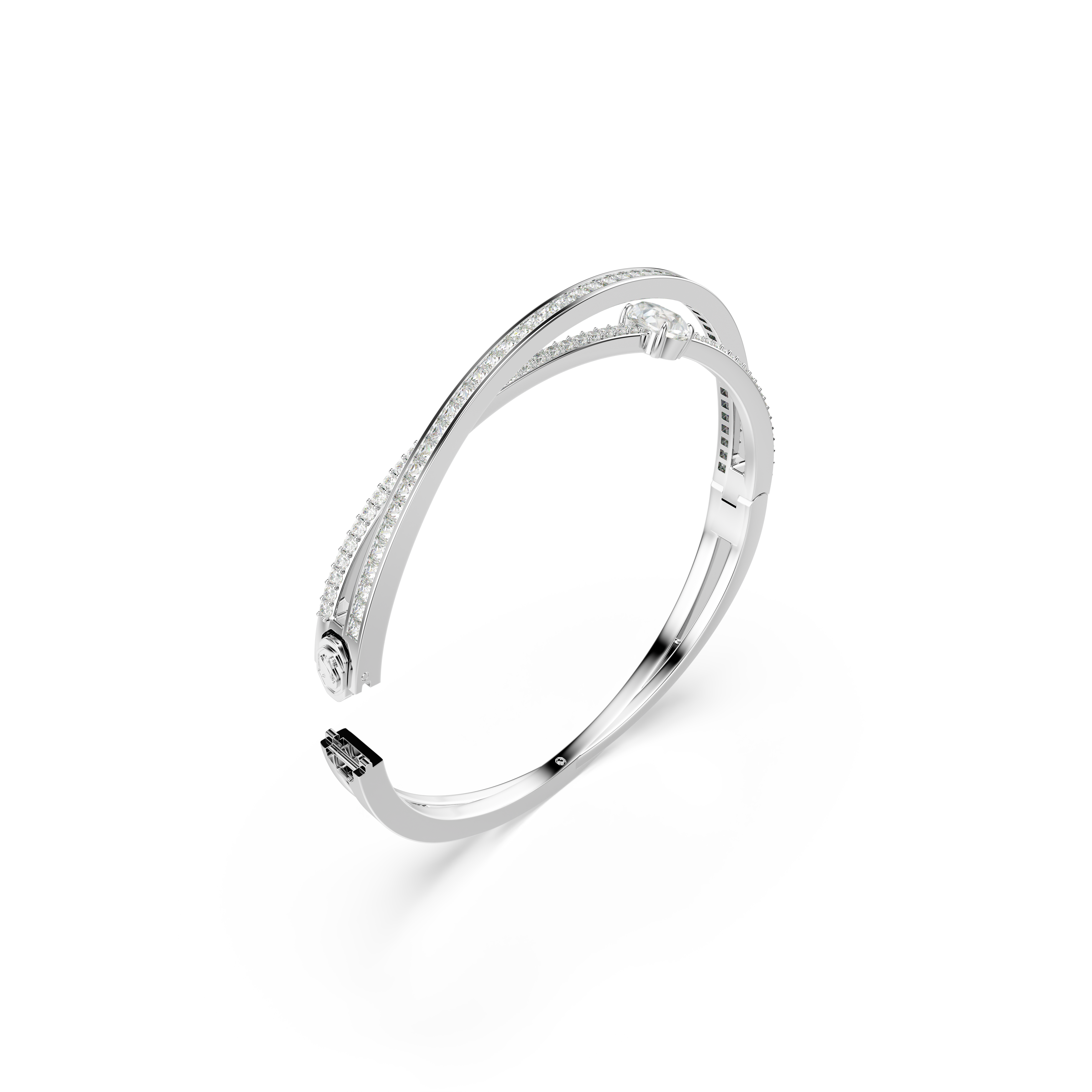 Swarovski Hyperbola bangle, Mixed cuts, White, Rhodium plated 5691225