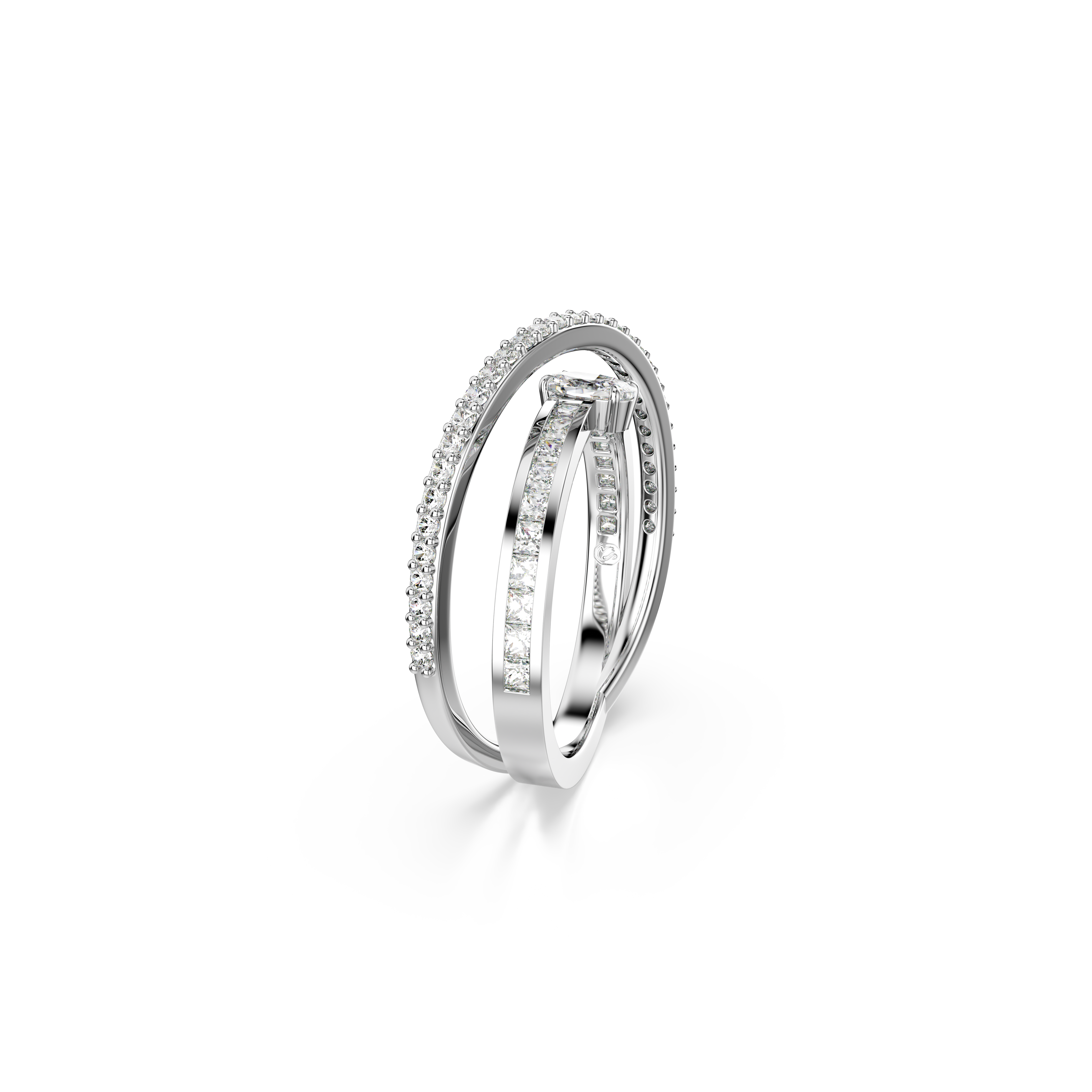 Swarovski Hyperbola ring, Mixed cuts, White, Rhodium plated 5691230