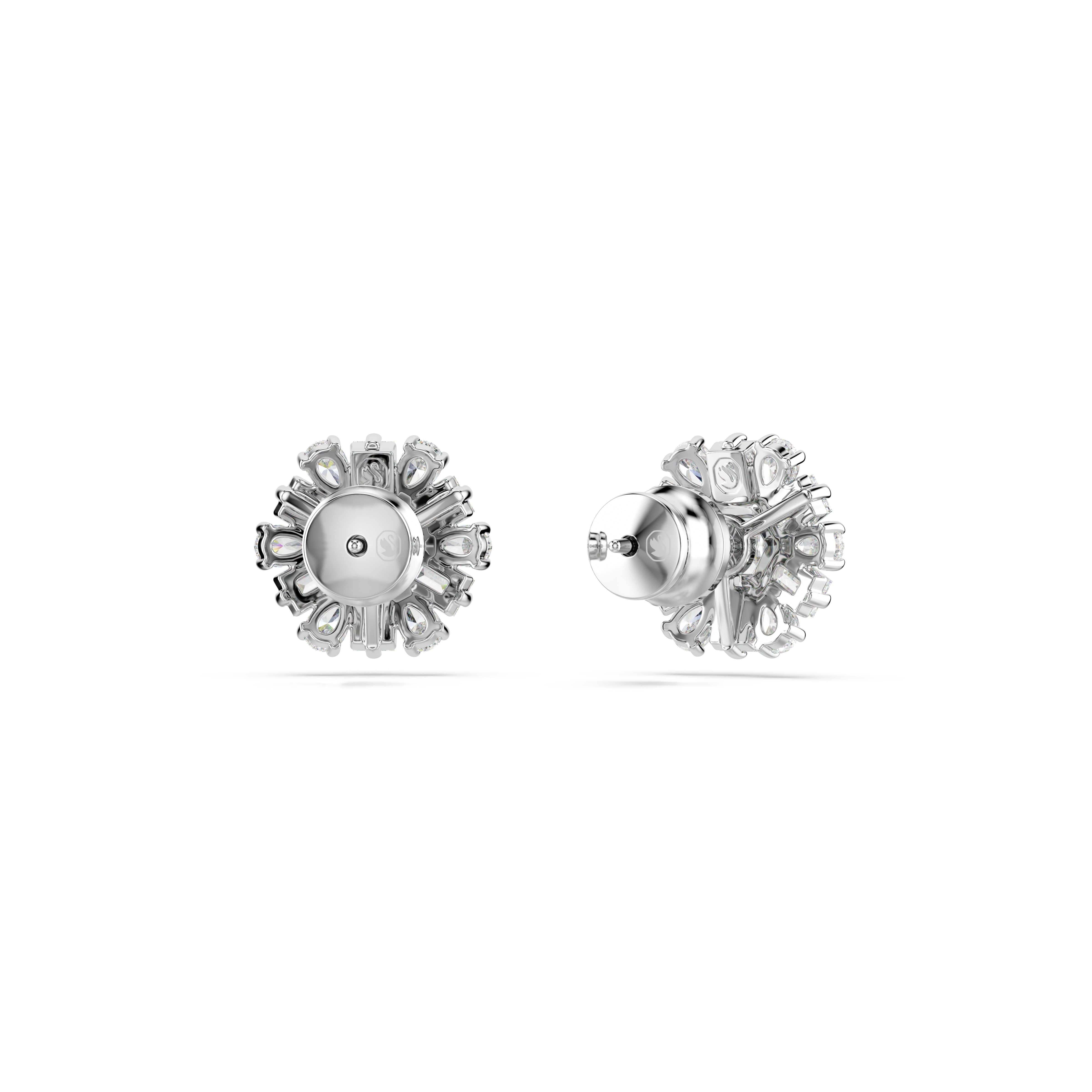 Swarovski Idyllia stud earrings, Mixed cuts, Snowflake, White, Rhodium plated 5691483