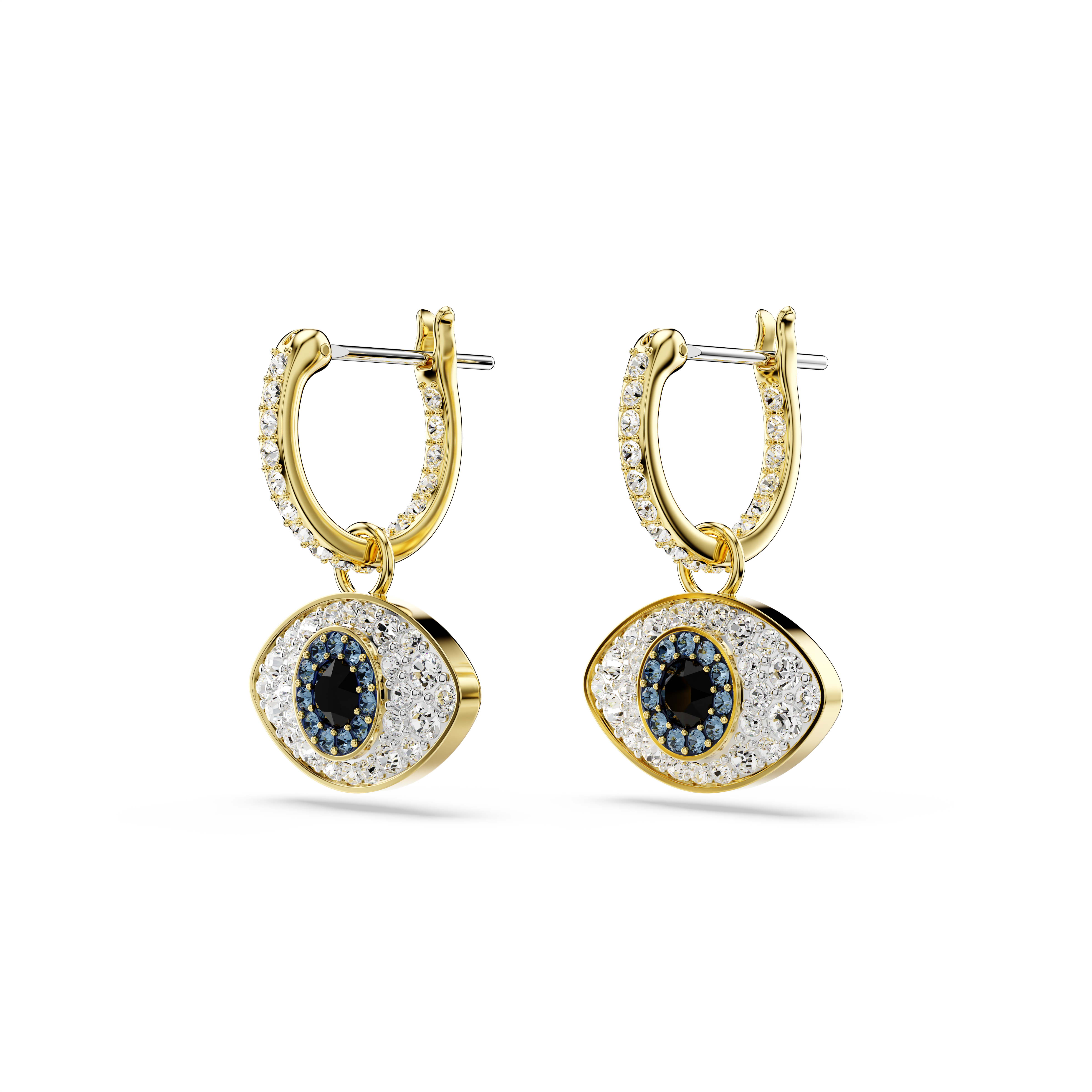Swarovski Symbolica drop earrings, Evil eye, Blue, Gold-tone plated 5692163