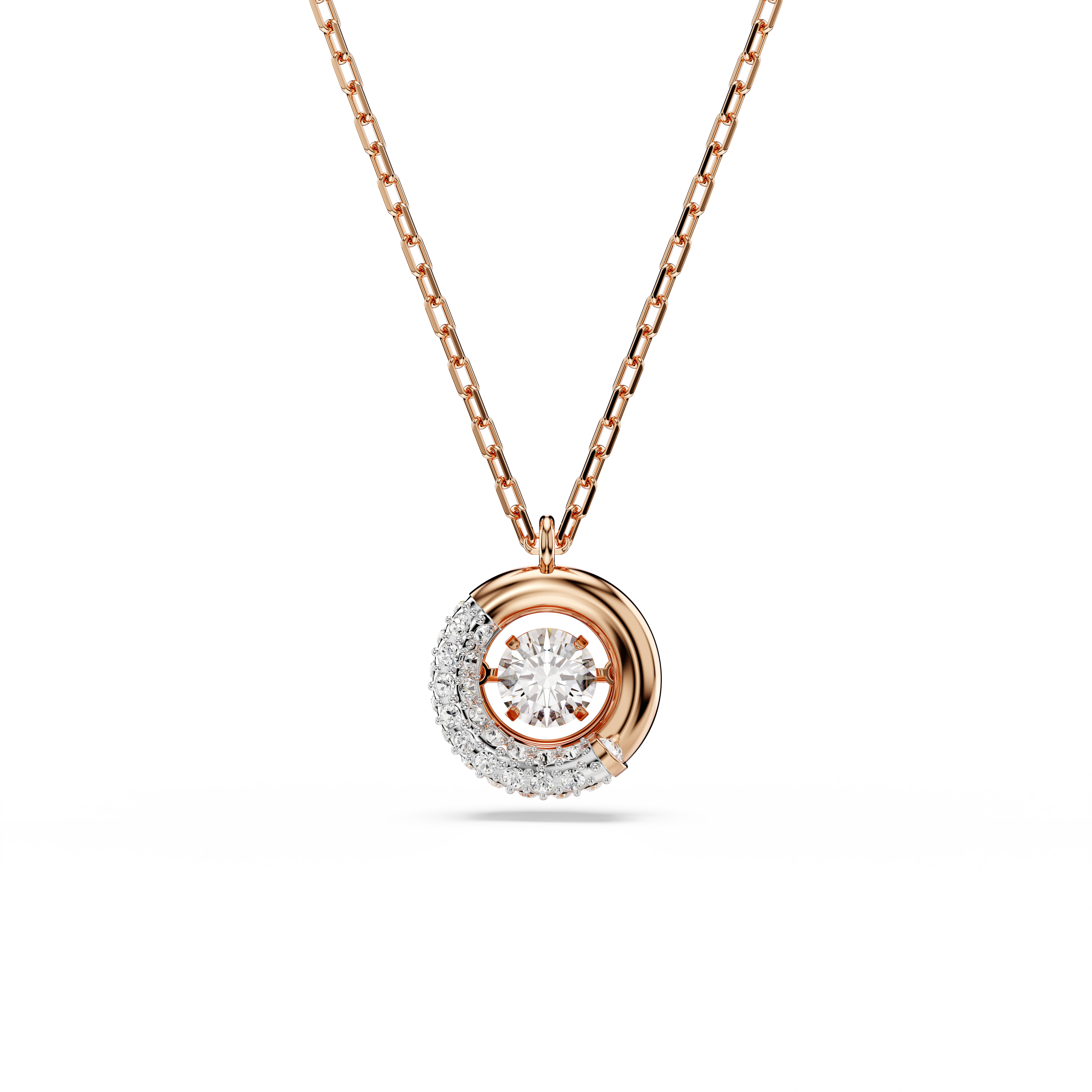 Swarovski Dextera pendant, Round cut, White, Rose gold-tone plated 5692257