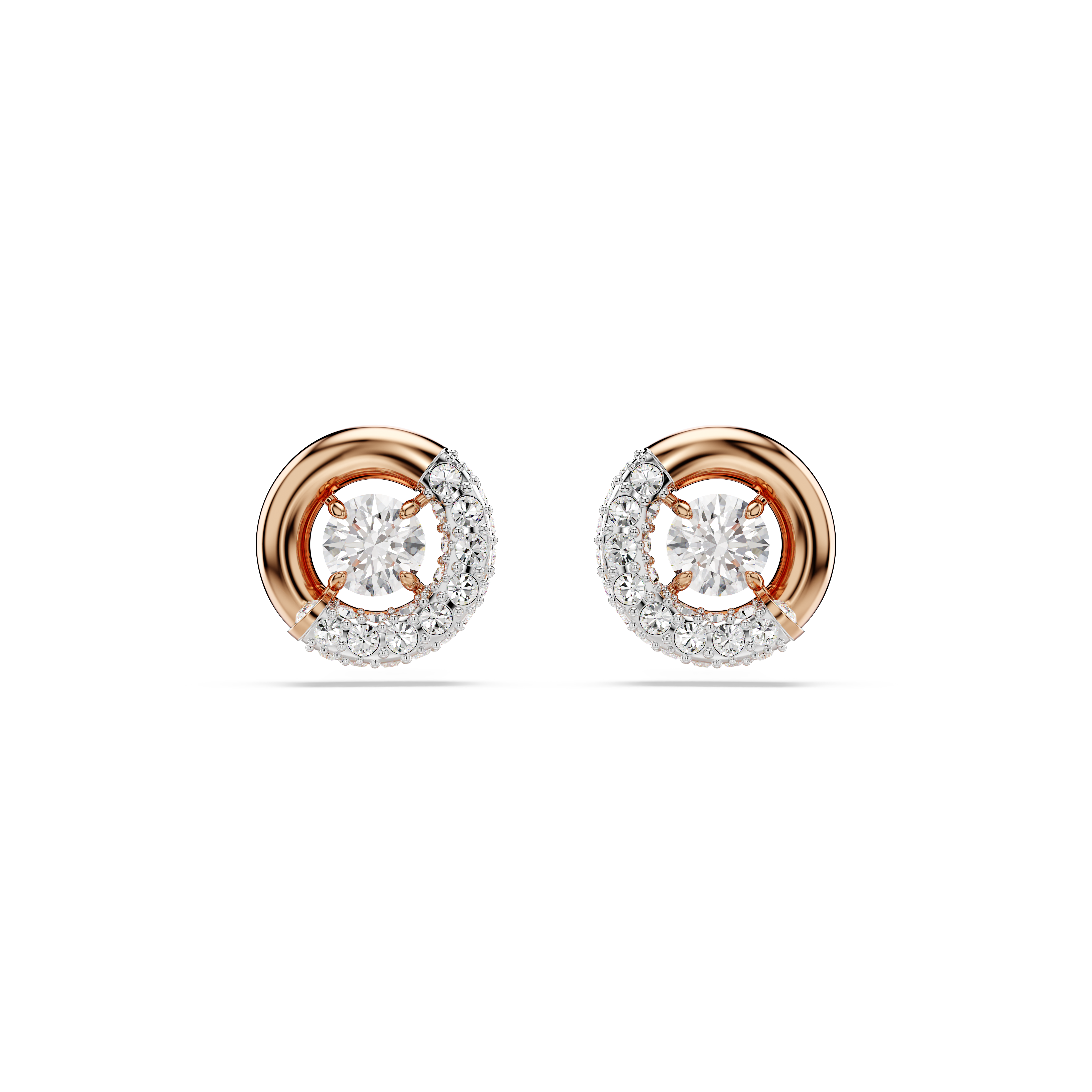 Swarovski Dextera stud earrings, Round cut, White, Rose gold-tone plated 5692258