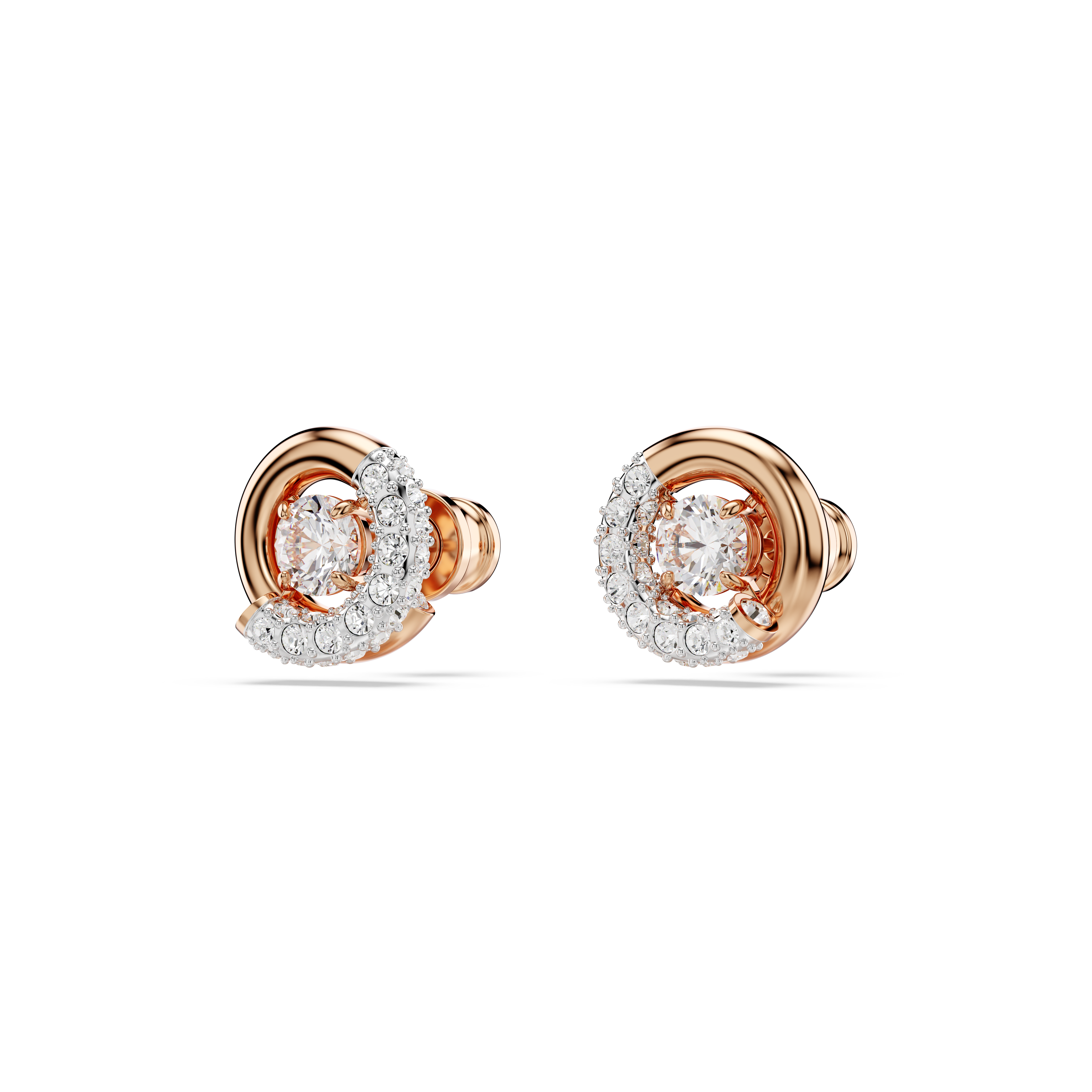 Swarovski Dextera stud earrings, Round cut, White, Rose gold-tone plated 5692258